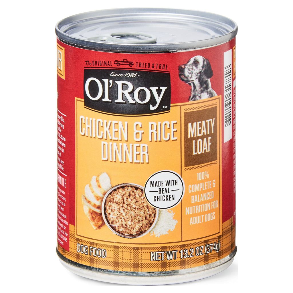 (4 pack) Ol' Roy Chicken & Rice Dinner Meaty Loaf Wet Dog Food, 13.2 oz Can