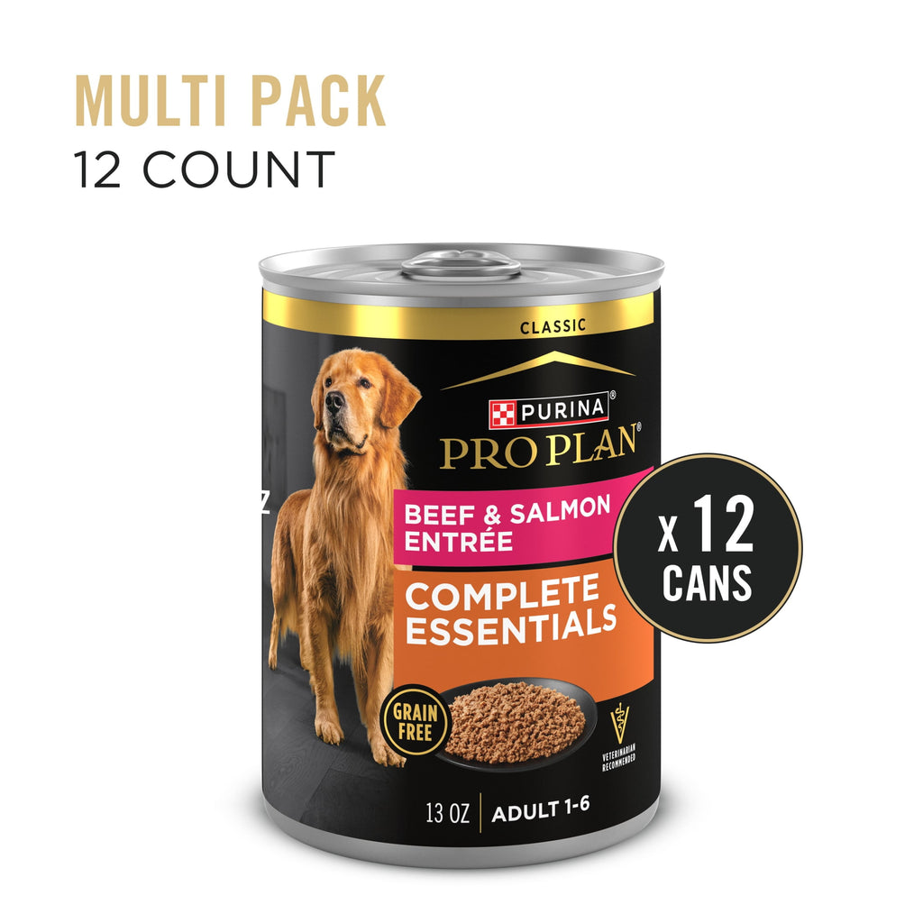 Purina Pro Plan Grain Free Wet Dog Food, Classic Beef and Salmon Entrée, 13 oz Cans (12 Pack)