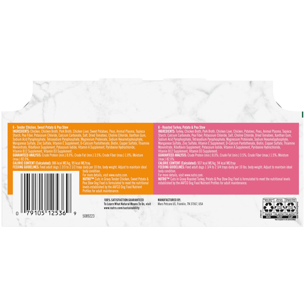 Nutro Natural Choice Cuts In Gravy Chicken Turkey Variety Pack Wet Dog Food, 3.5 Oz Tray Pack Of 12