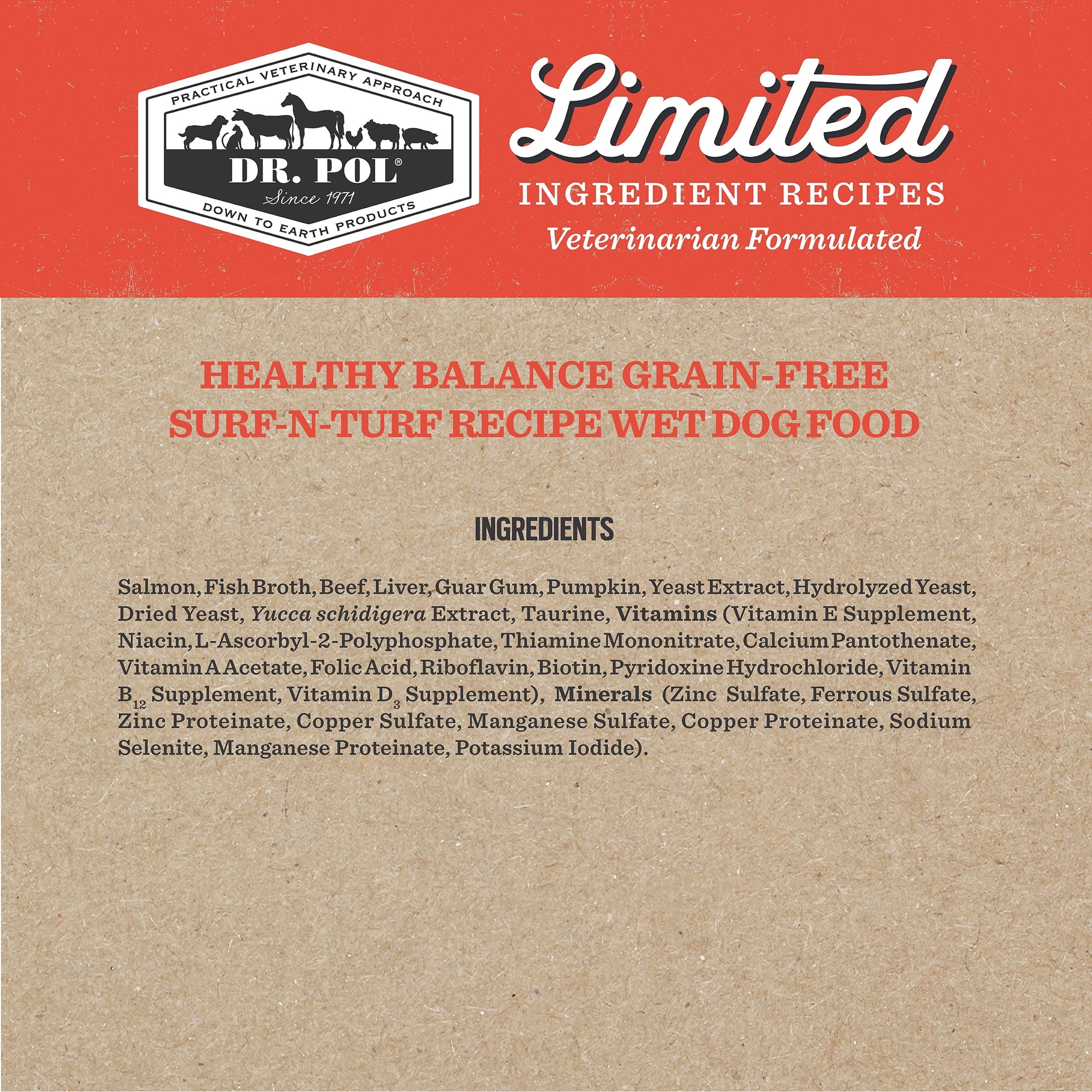 (6 pack) Dr. Pol Limited Ingredient Surf-N-Turf Canned Dog Food, 12.5oz.