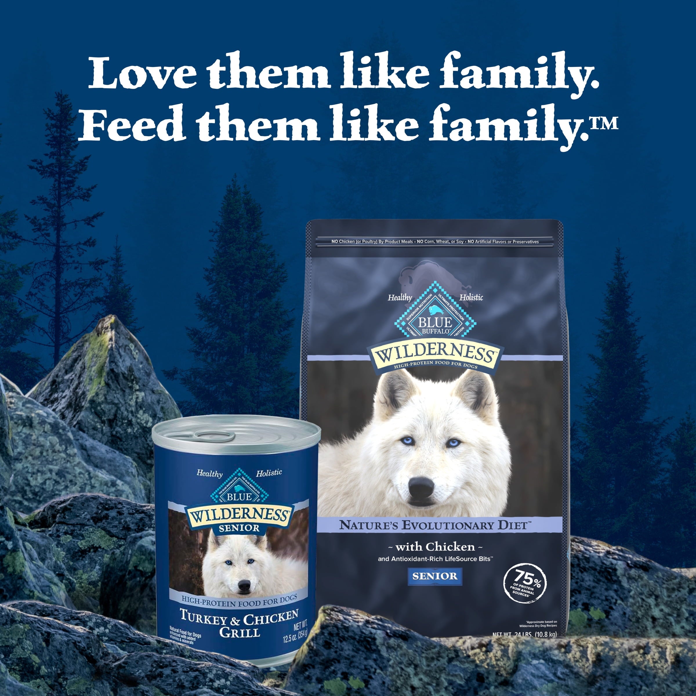 Blue Buffalo Wilderness Rocky Mountain Recipe High Protein Red Meat Wet Dog Food for Senior Dogs, Grain Free, 12.5 oz. Can