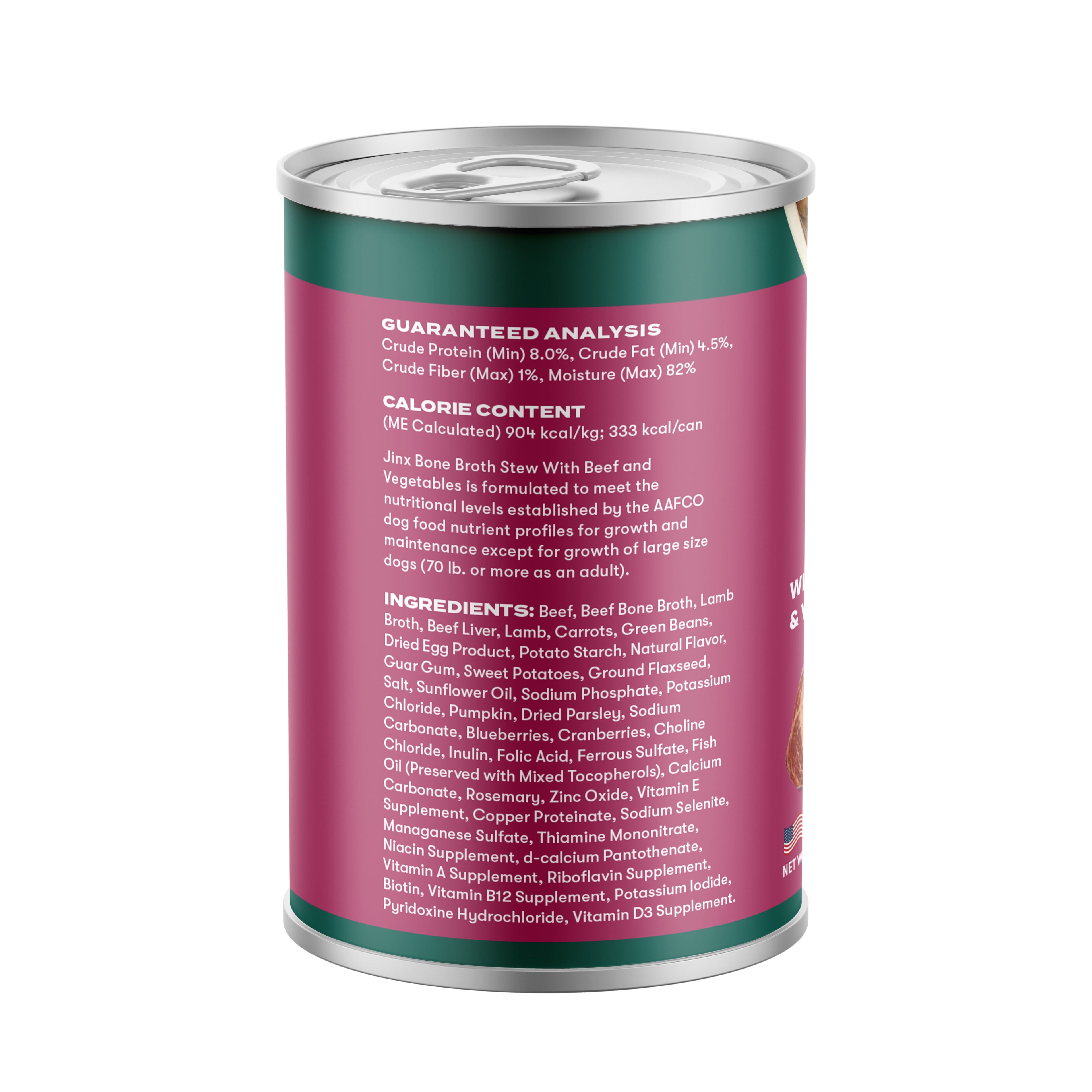 Jinx Bone Broth Stew Grain-Free Beef & Vegetables Wet Dog Food, 13 oz Can