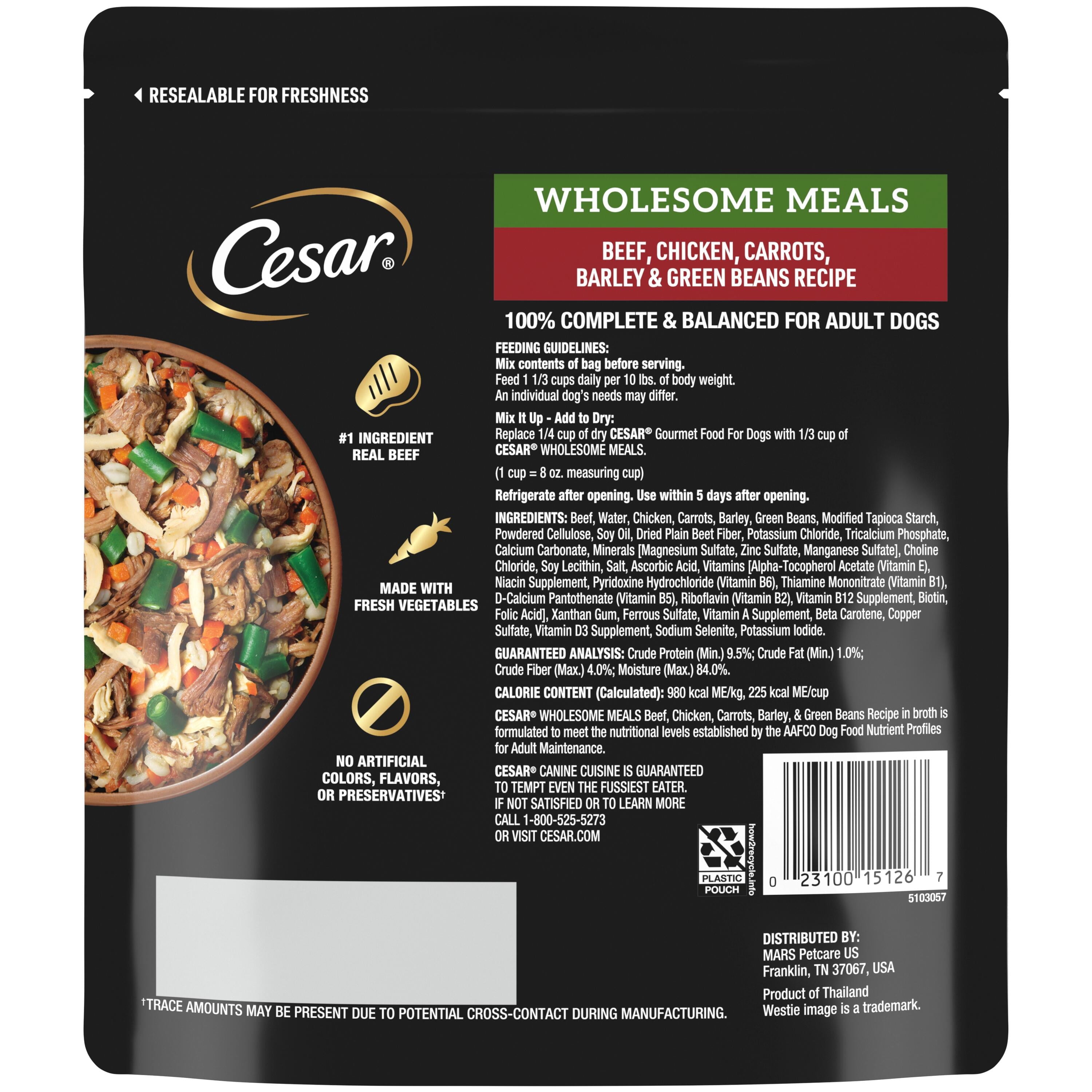 Cesar Wholesome Meals Beef, Chicken, Carrots, Barley & Green Beans Recipe, 17.6 Oz