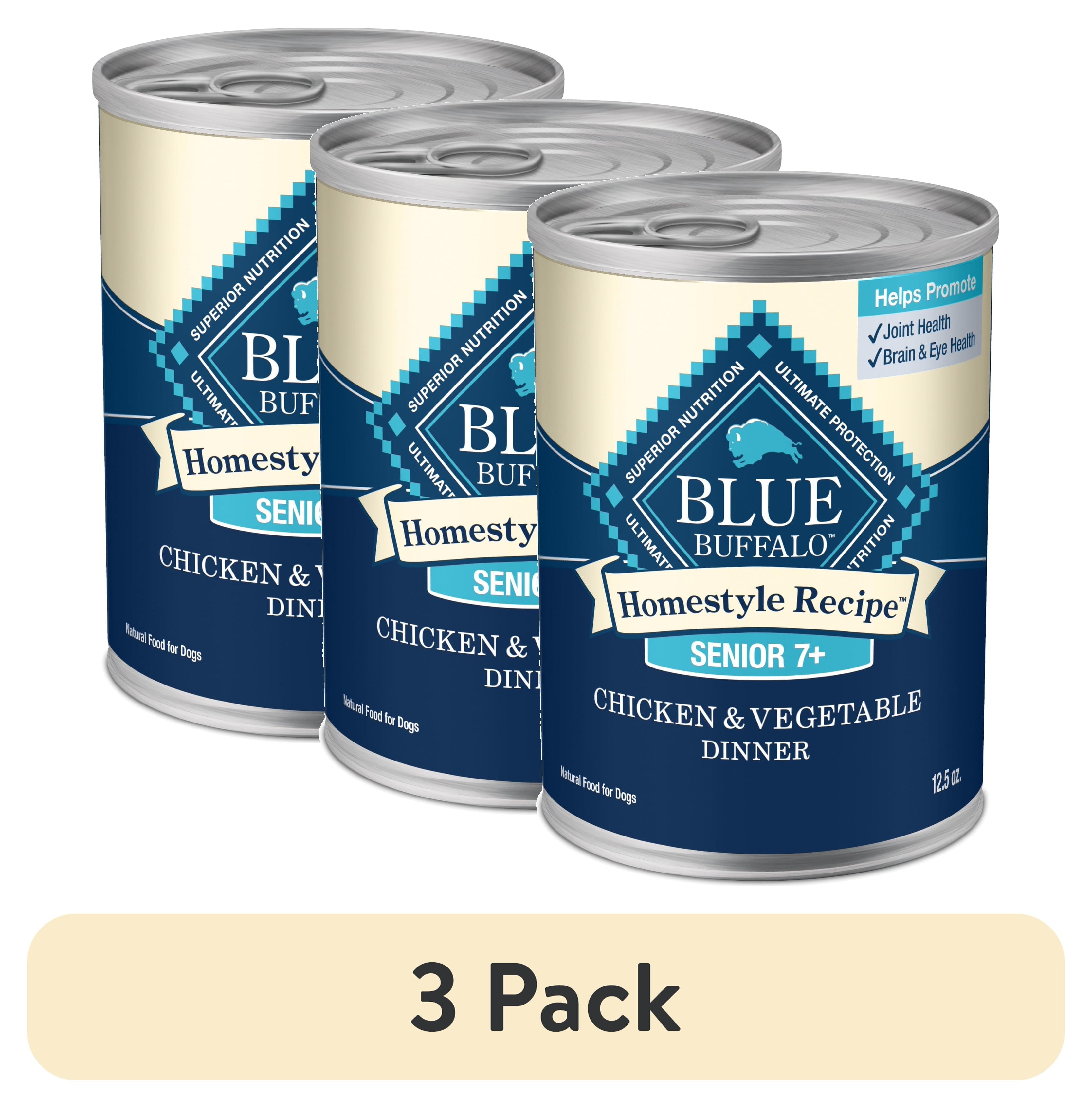 (3 pack) Blue Buffalo Homestyle Recipe Senior Wet Dog Food, Chicken Dinner, 12.5-oz. Can