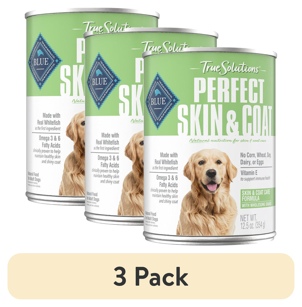 (3 pack) Blue Buffalo True Solutions Skin & Coat Care Wet Dog Food, 12.5-oz. Can