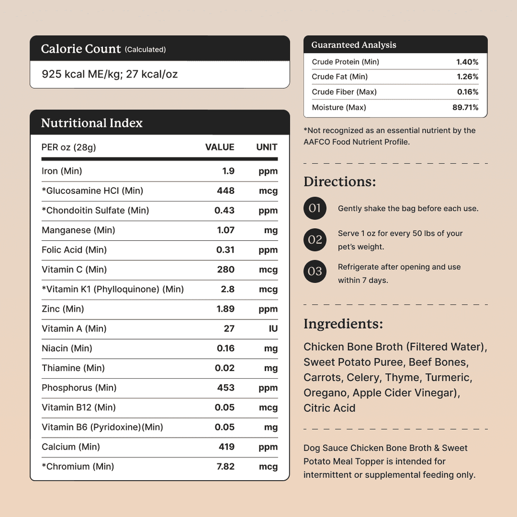 DogSauce Bone Broth Superfood Meal Topper, Chicken Flavor, 8 oz