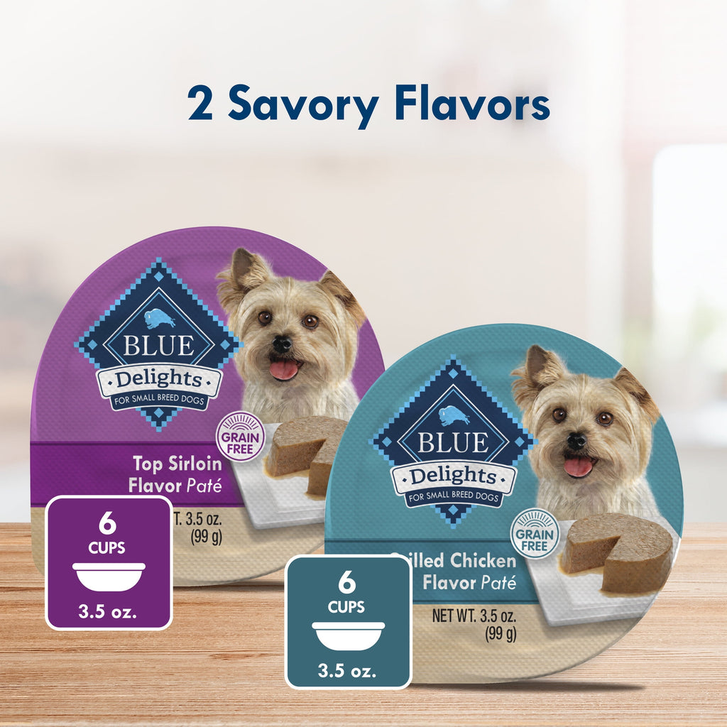 (3 pack) Blue Buffalo Delights Small Breed Natural Wet Dog Food Variety Pack, 3.5-oz. Cups, 12 Count