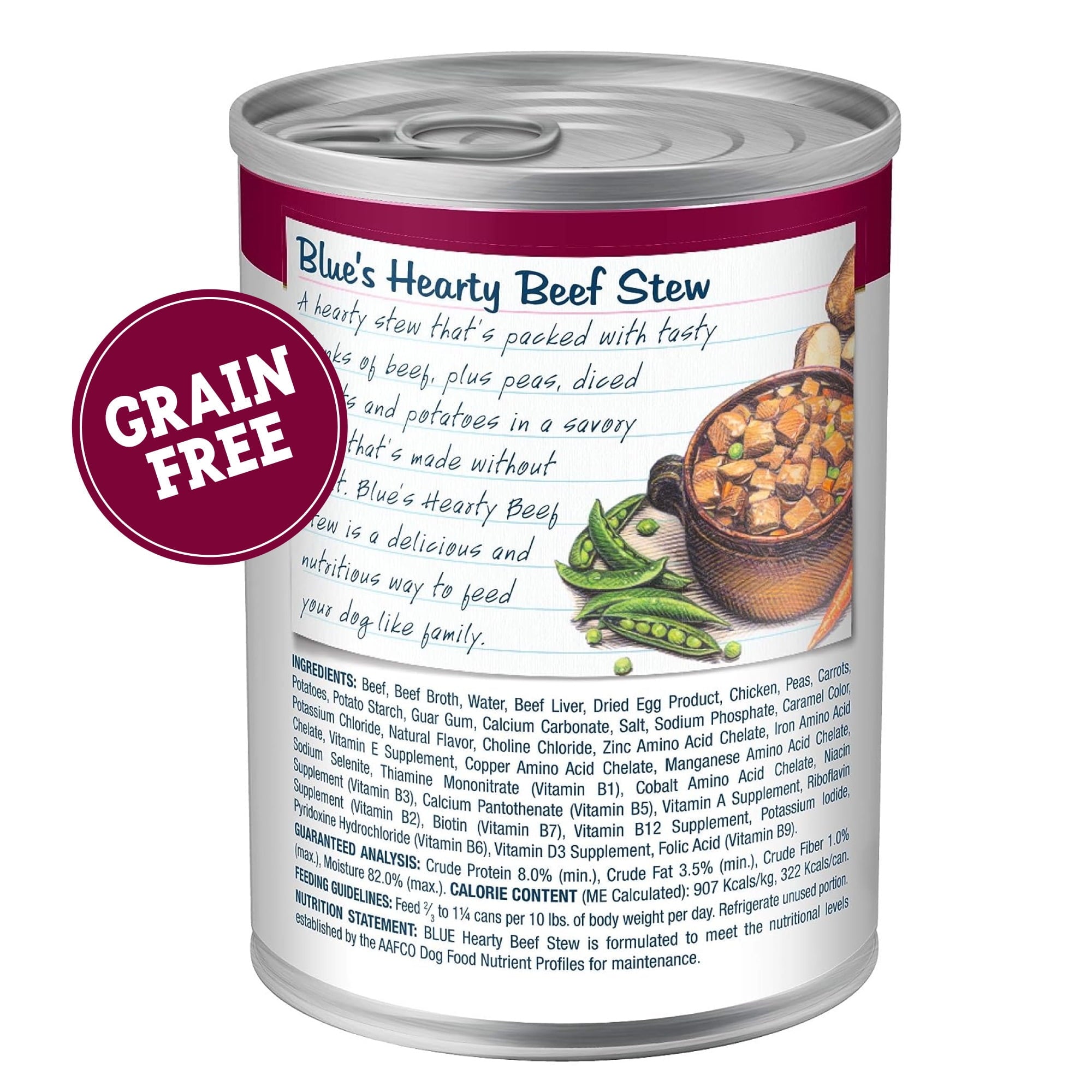 (12 pack) Blue Buffalo Blue's Stew Grain-Free Wet Dog Food, Hearty Beef Stew, 12.5-oz. Can