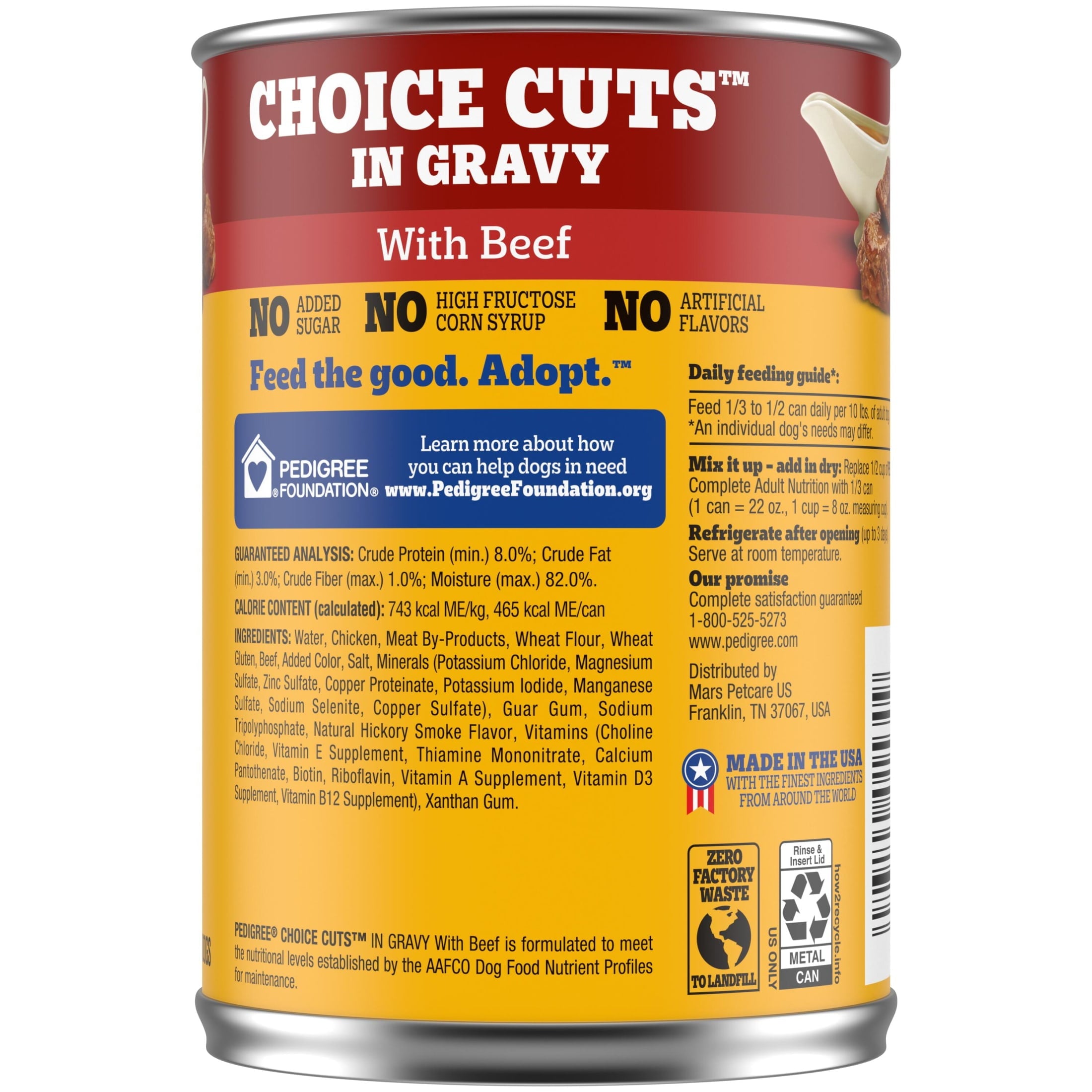 Pedigree Choice Cuts In Gravy With Beef Adult Canned Soft Wet Dog Food, 13.2 Oz. Can