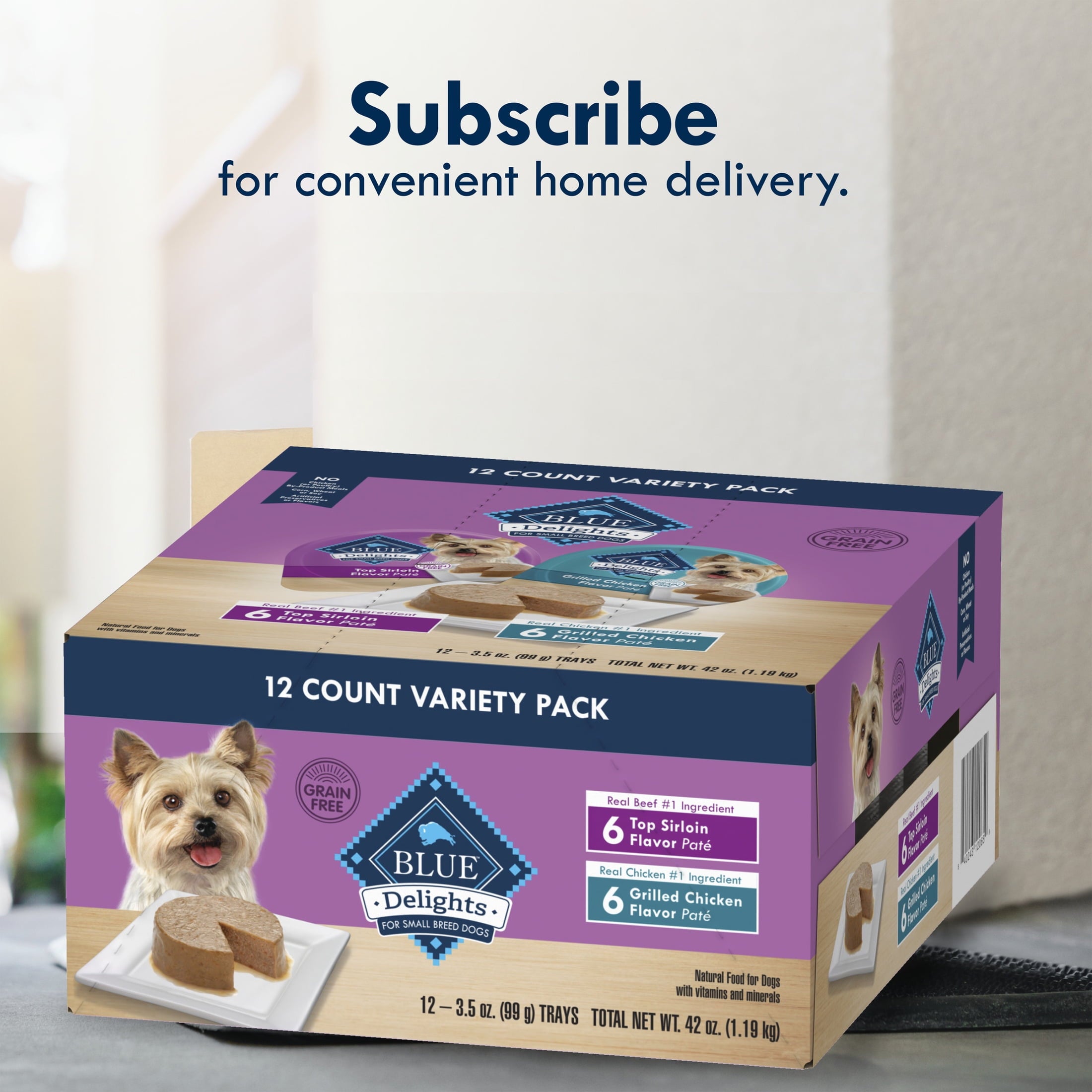 (3 pack) Blue Buffalo Delights Small Breed Natural Wet Dog Food Variety Pack, 3.5-oz. Cups, 12 Count