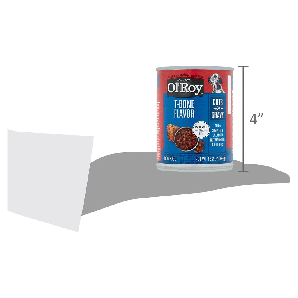 (4 pack) Ol' Roy T-Bone Flavor Cuts in Gravy Wet Dog Food, 13.2 oz Can