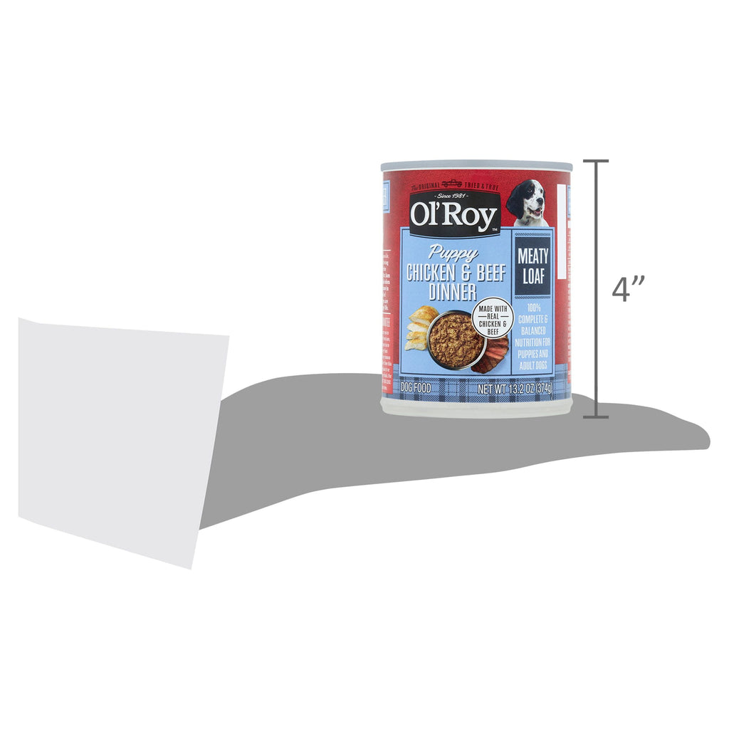(8 pack) Ol' Roy Chicken & Beef Dinner Meaty Loaf Wet Dog Food for Puppy, 13.2 oz Can