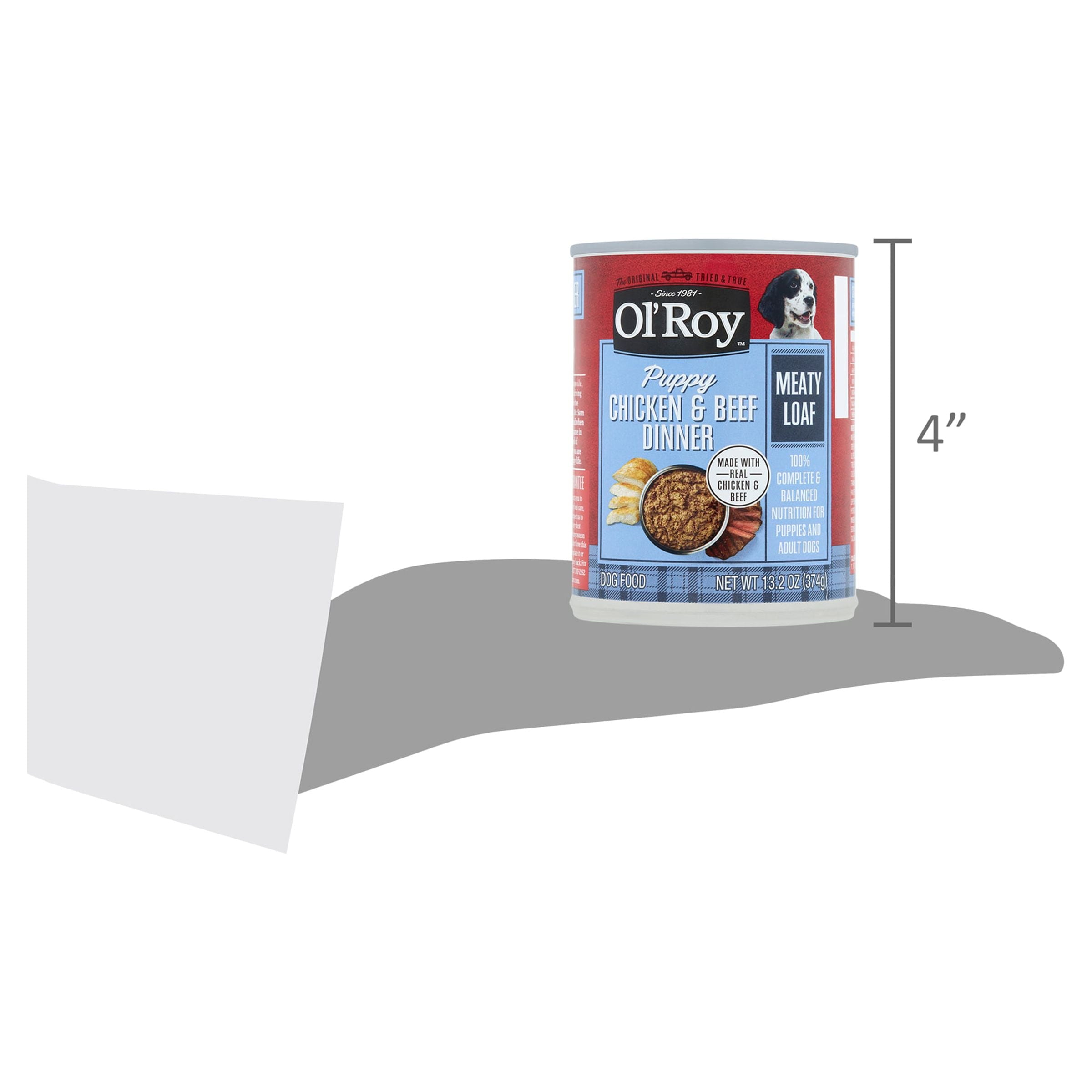 (8 pack) Ol' Roy Chicken & Beef Dinner Meaty Loaf Wet Dog Food for Puppy, 13.2 oz Can