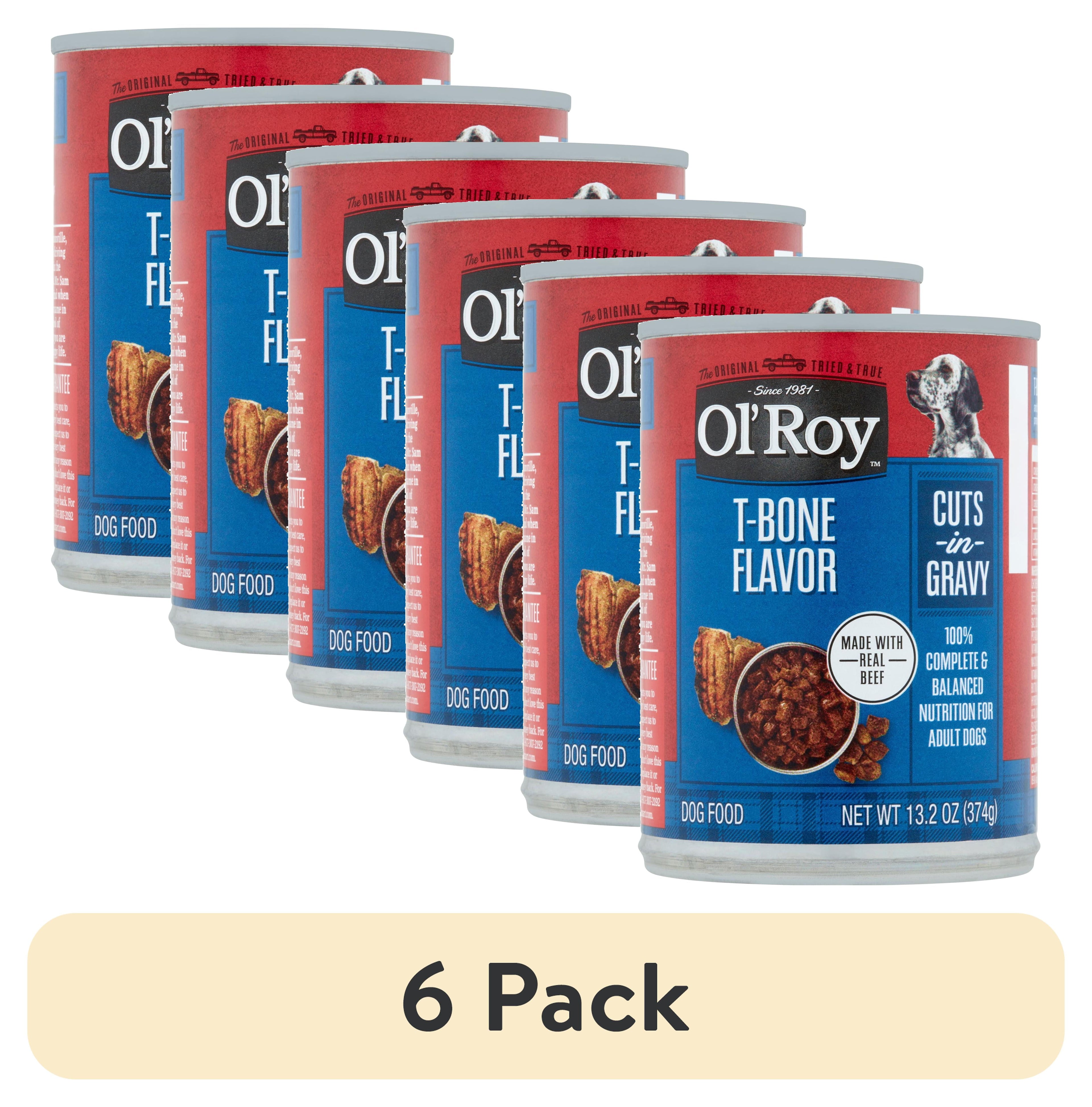 (6 pack) Ol' Roy T-Bone Flavor Cuts in Gravy Wet Dog Food, 13.2 oz Can