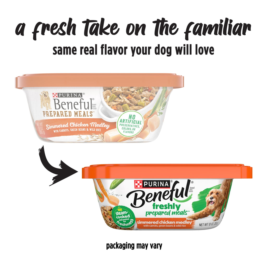 Purina Beneful Dog Food Freshly Prepared Meals Simmered Chicken Medley with Carrots Green Beans and Wild Rice