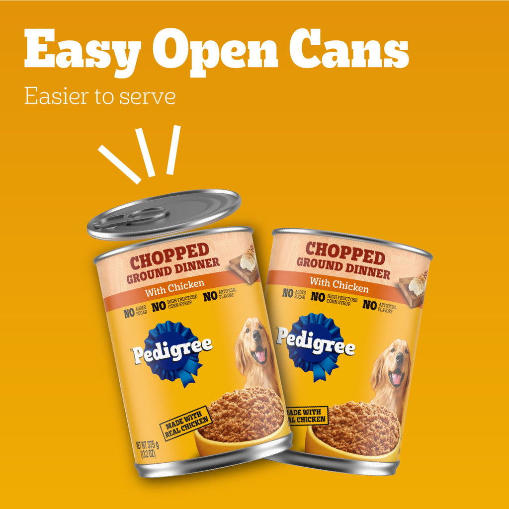 Pedigree Chopped Ground Dinner With Chicken Adult Canned Soft Wet Dog Food, 13.2 Oz. Cans 6 Pack