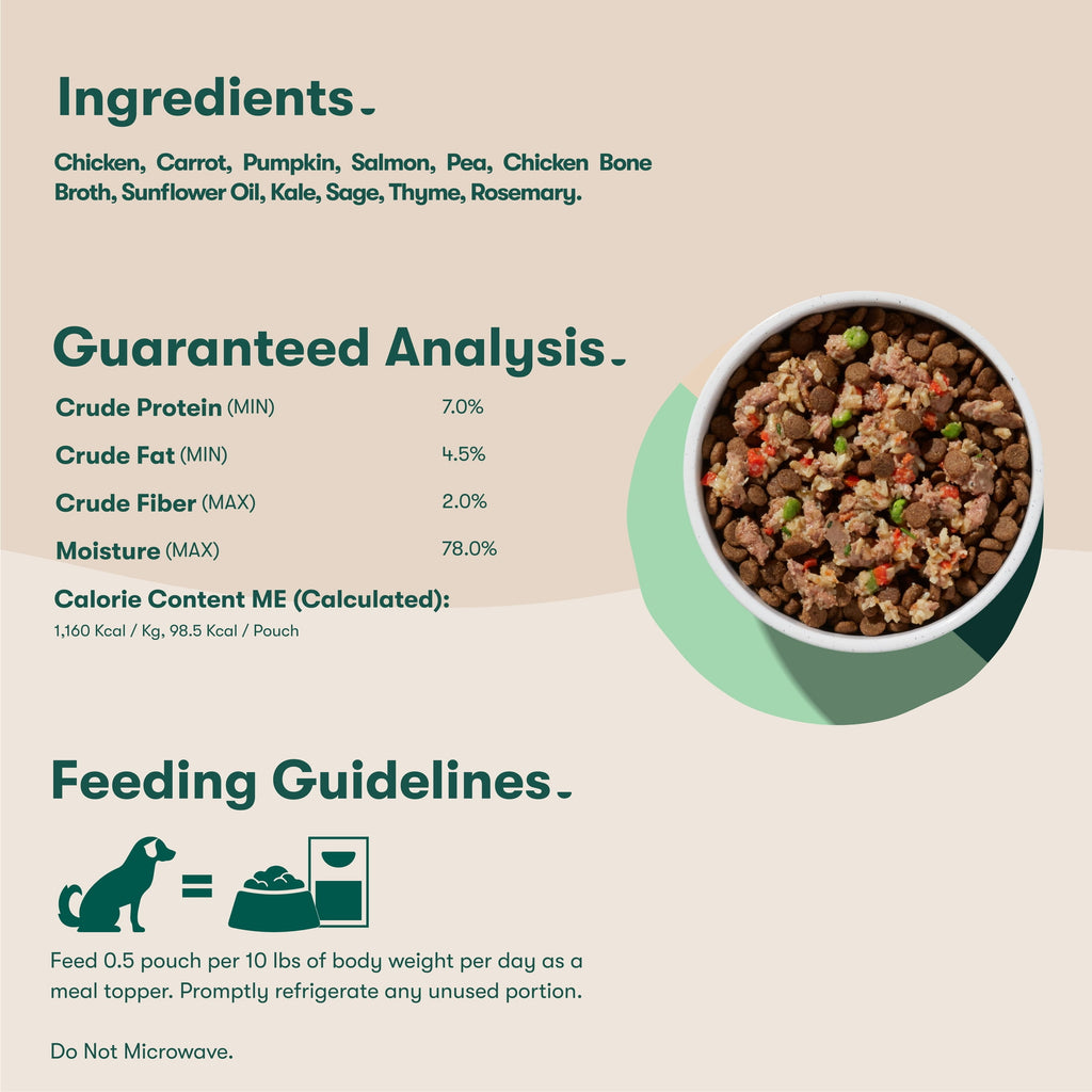 (6 pack) Jinx Homemades Chicken & Salmon Topper,3oz.Pouch