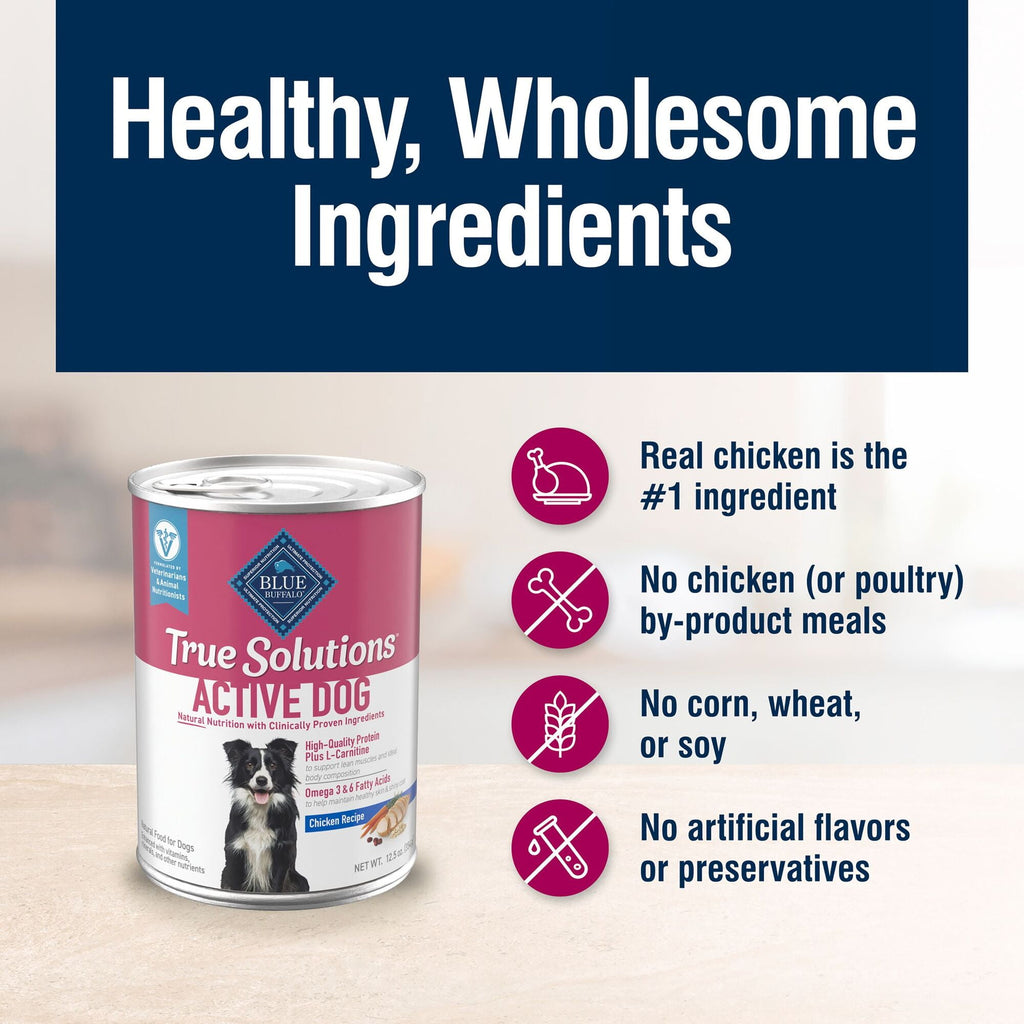 (3 pack) Blue Buffalo True Solutions Active Dog Wet Dog Food, 12.5-oz. Can