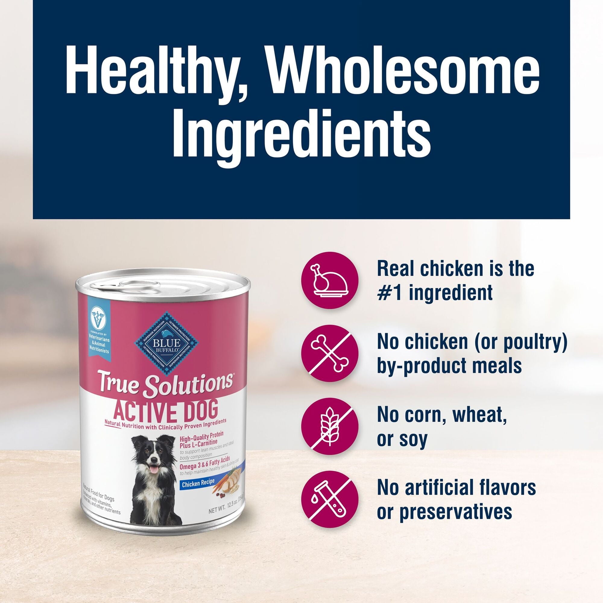 (3 pack) Blue Buffalo True Solutions Active Dog Wet Dog Food, 12.5-oz. Can