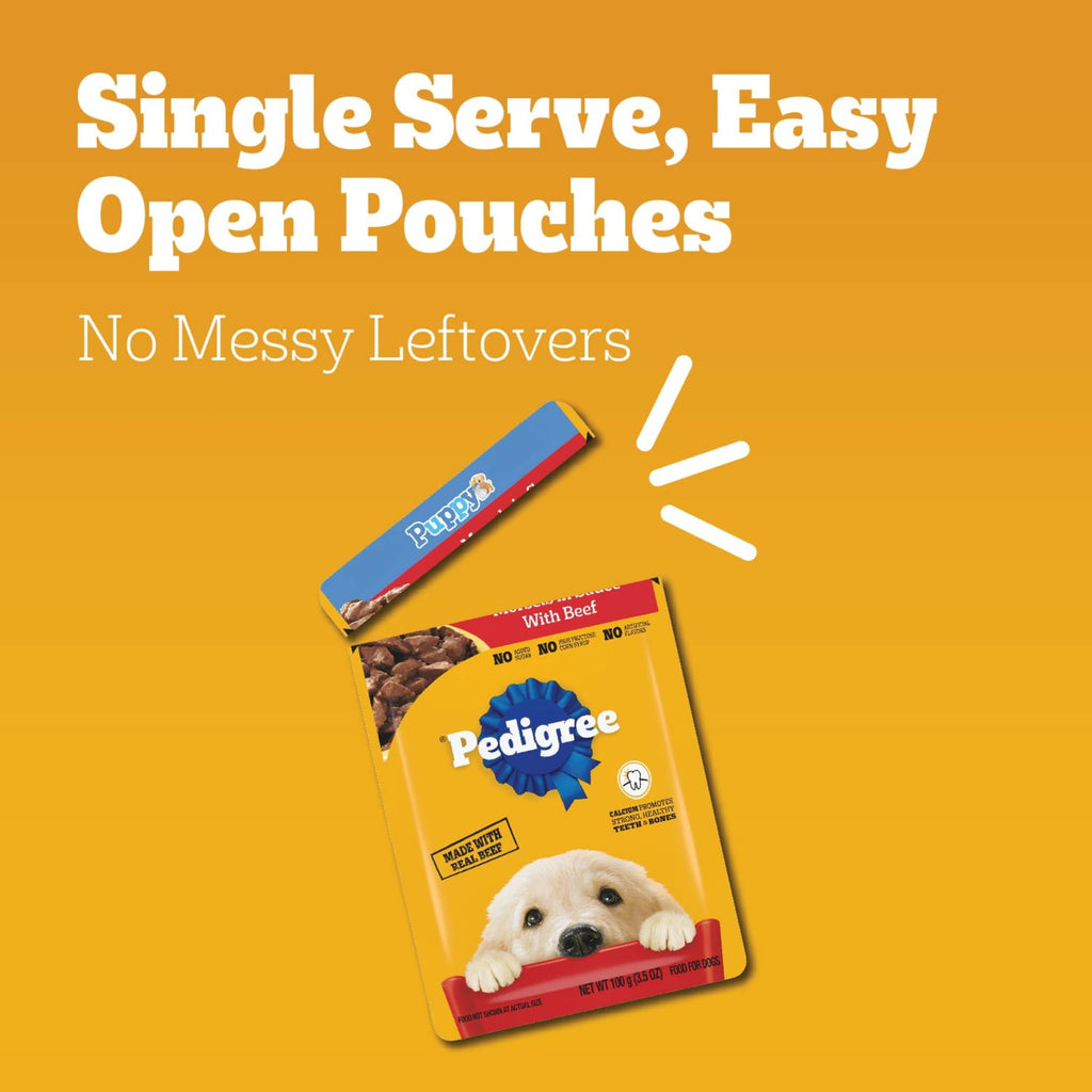 Pedigree Puppy Soft Wet Dog Food Variety Pack, 3.5 Oz Pouches (18 Pack)