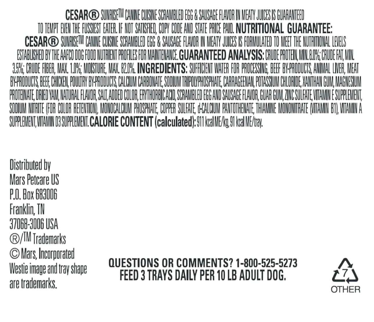 ( 2 Pack) CESAR Soft Wet Dog Food Classic Loaf in Sauce Scrambled Egg & Sausage Flavor, 3.5 oz. Easy Peel Tray