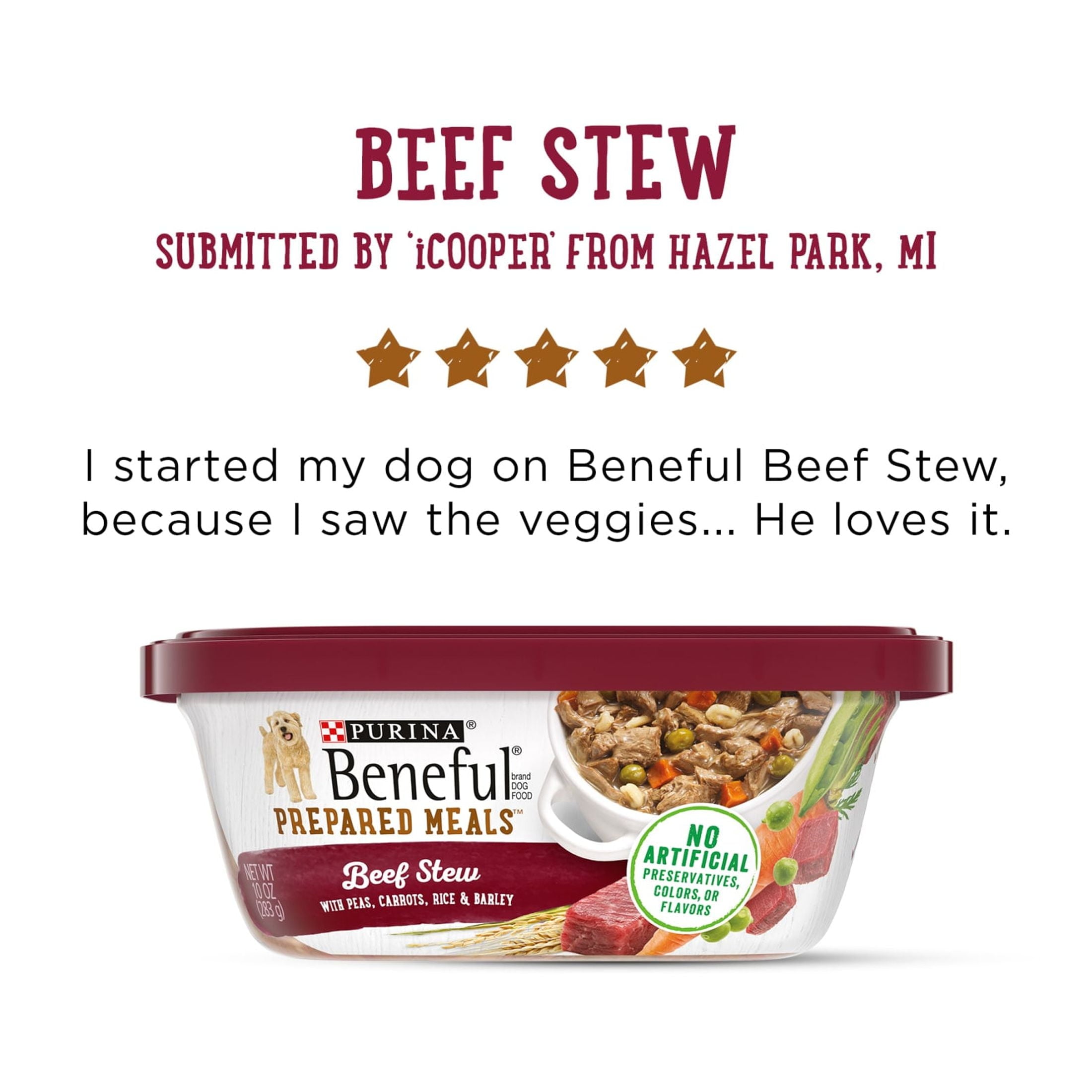 Purina Beneful Dog Food Freshly Prepared Meals, Dog Food Fresh, High Protein Wet Dog Food, Beef Stew