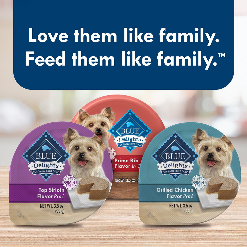 (3 pack) Blue Buffalo Delights Small Breed Natural Wet Dog Food Variety Pack, 3.5-oz. Cups, 12 Count
