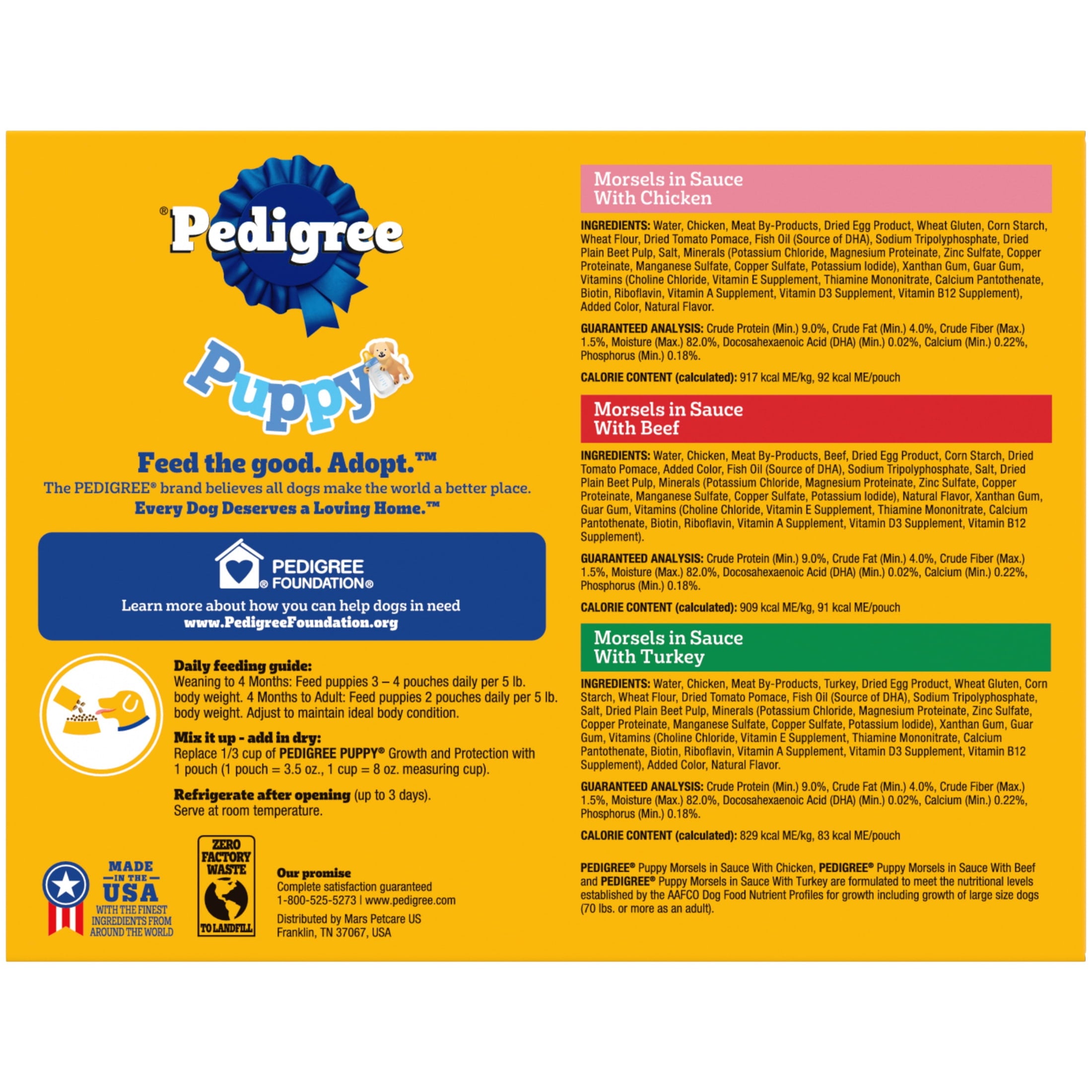 Pedigree Puppy Soft Wet Dog Food Variety Pack, 3.5 Oz Pouches (18 Pack)