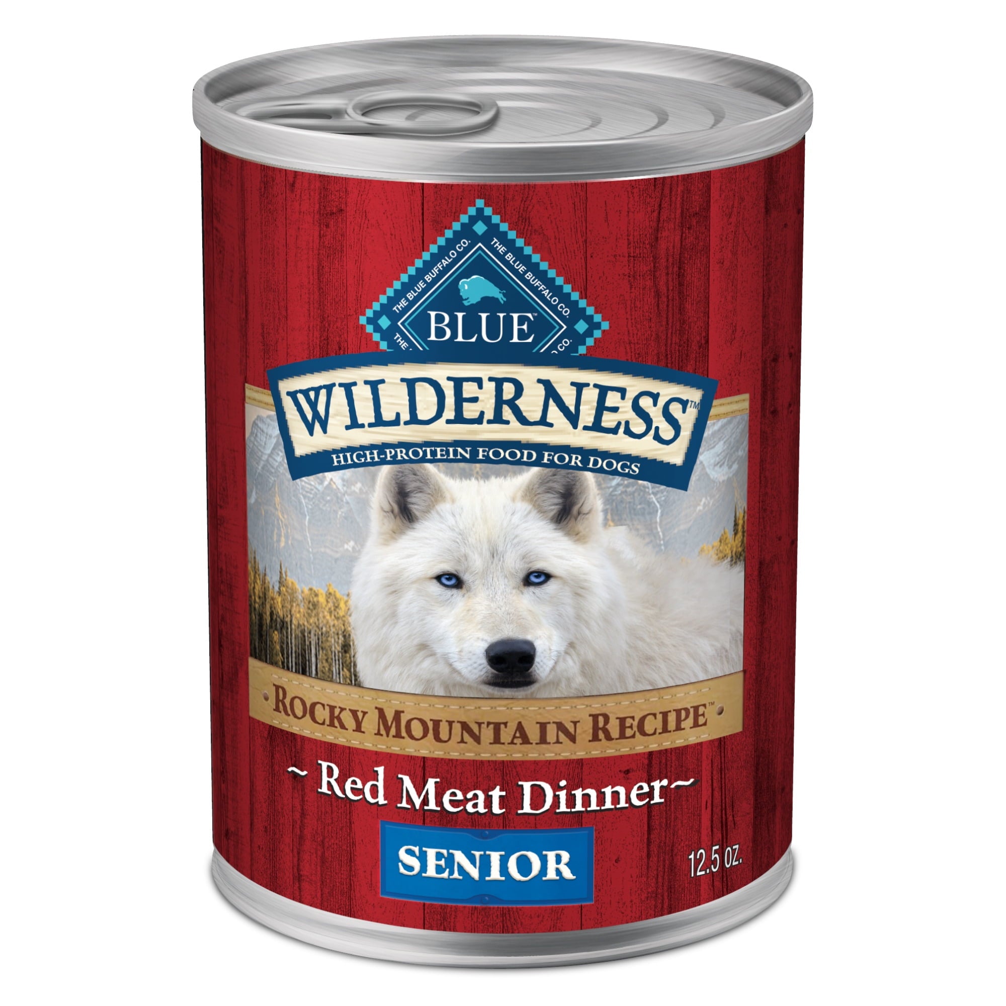Blue Buffalo Wilderness Rocky Mountain Recipe High Protein Red Meat Wet Dog Food for Senior Dogs, Grain Free, 12.5 oz. Can
