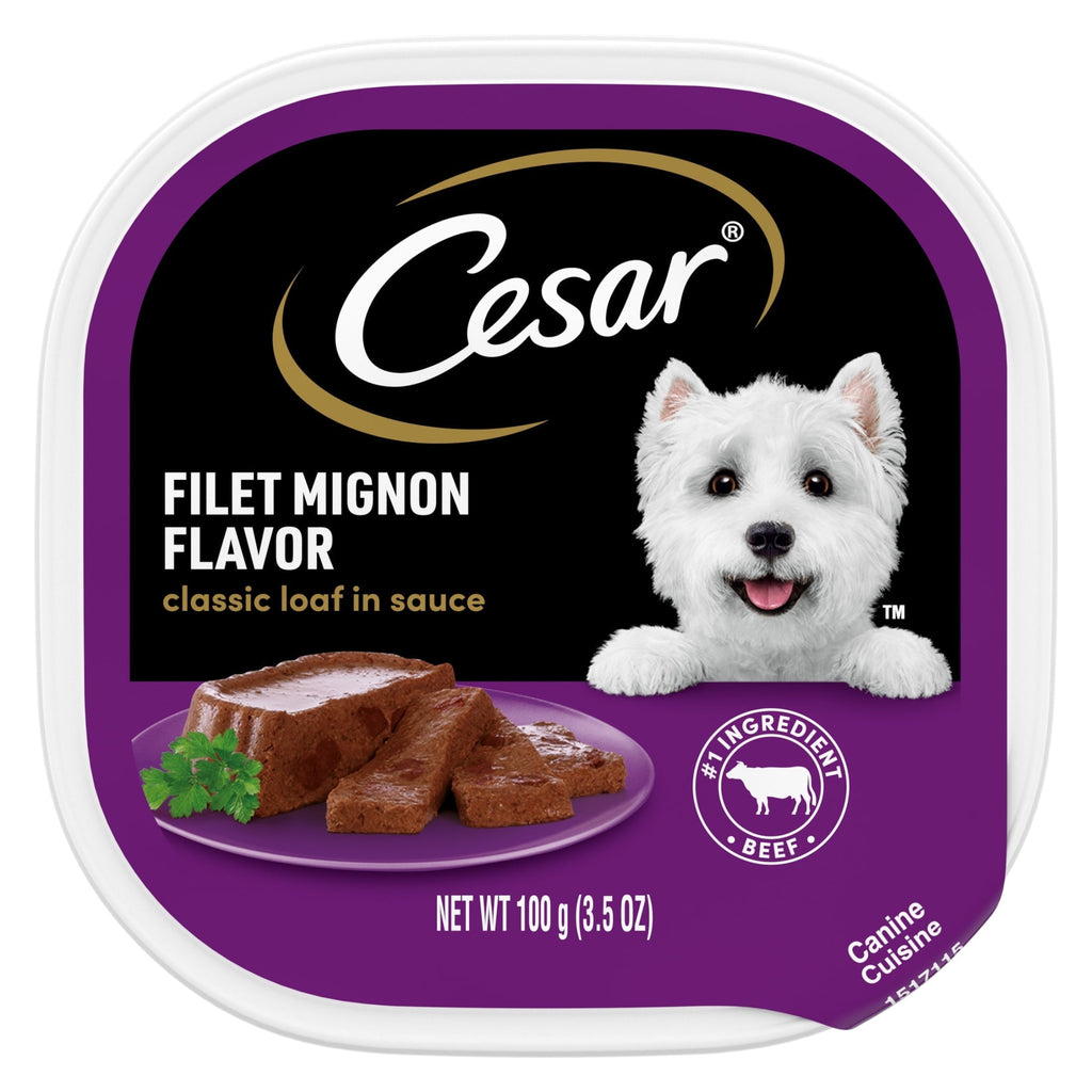 Casar Classic Loaf in Sauce Filet Mignon Wet Dog Food Adult, 3.5 oz. Easy Peel Tray