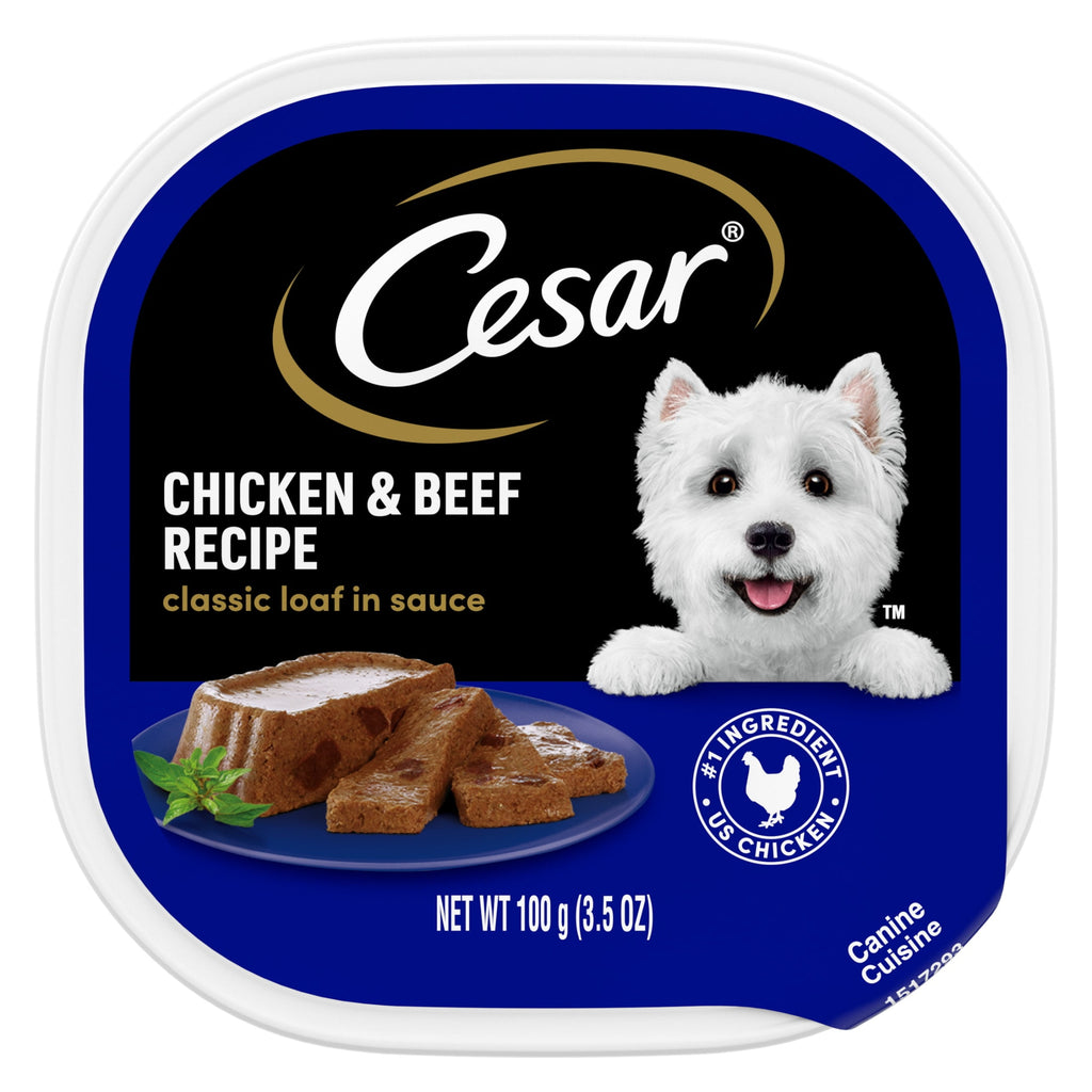 Cesar Classic Loaf In Sauce Chicken & Beef Recipe, 3.5 Oz Easy Peel Tray (24 Pk)