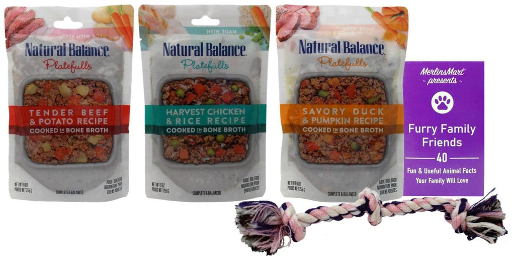 Natural Balance Platefulls Wet Dog Food 3 Flavor (1) Each: Tender Beef Potato, Harvest Chicken Rice, Savory Duck Pumpkin (9 Ounces) MerlinsMart | Zine Rope Toy