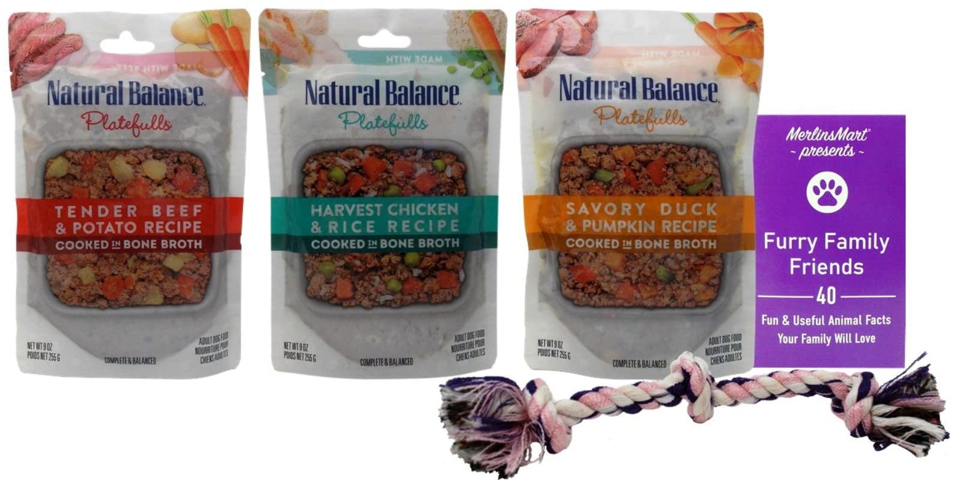 Natural Balance Platefulls Wet Dog Food 3 Flavor (1) Each: Tender Beef Potato, Harvest Chicken Rice, Savory Duck Pumpkin (9 Ounces) MerlinsMart | Zine Rope Toy
