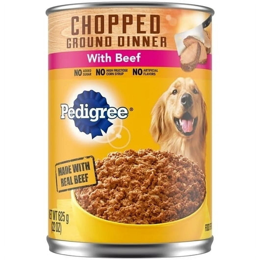 Pedigree Meaty Ground Dinner With Chopped Beef Canned Dog Food 13.2 Ounces (Pack Of 12)