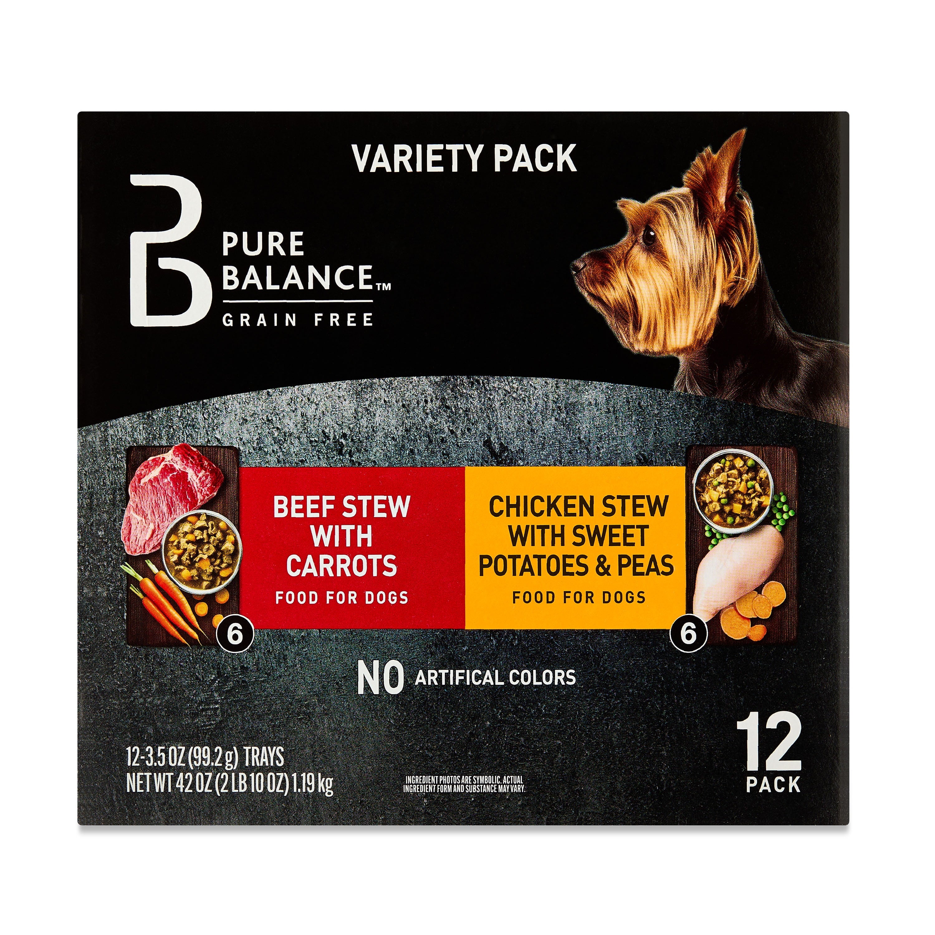 Pure Balance Variety Pack, Grain-Free Wet Dog Food, 3.5 oz Trays, 12 Count