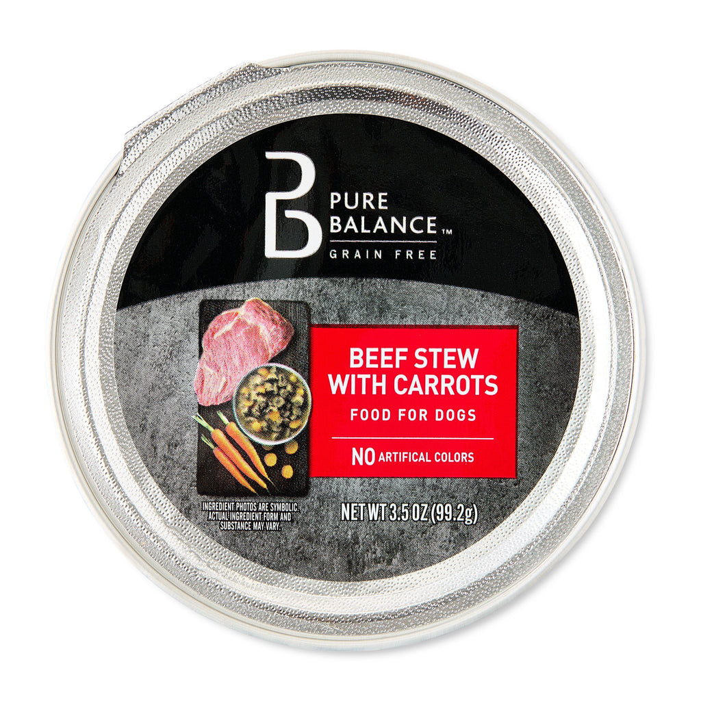 Pure Balance Beef Stew with Carrots, Grain-Free Wet Dog Food, 3.5 oz Tray