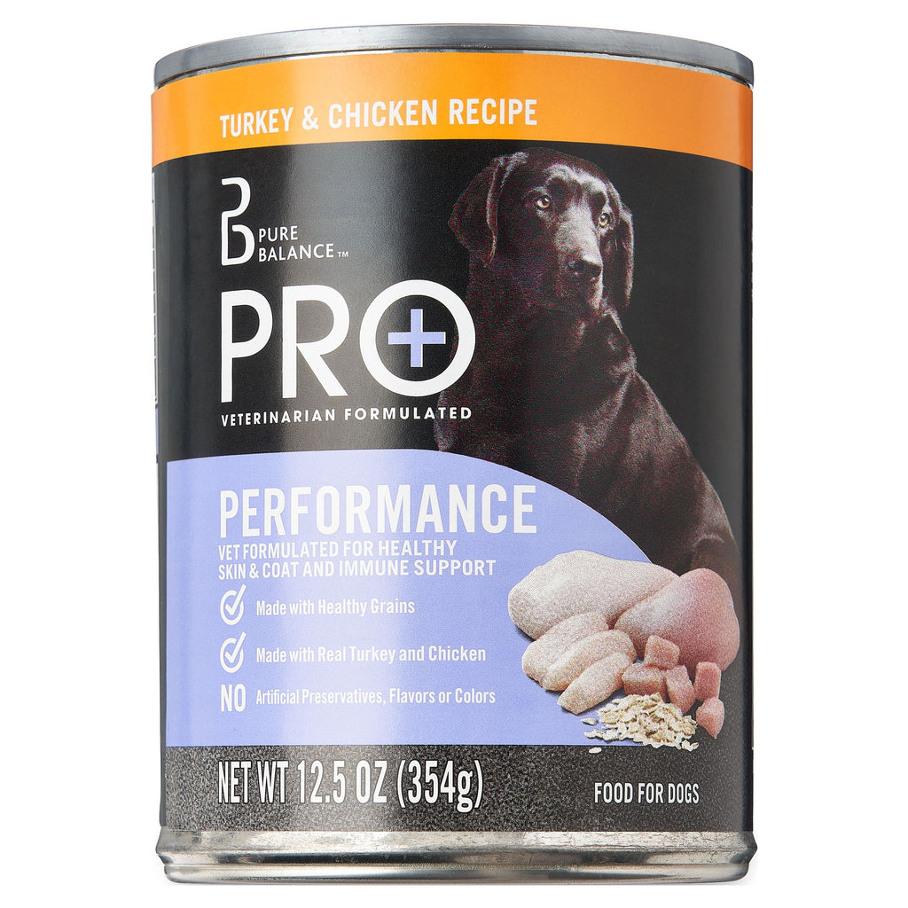 Pure Balance Pro+ Turkey & Chicken Recipe Wet Dog Food for Performance, 12.5 oz Can