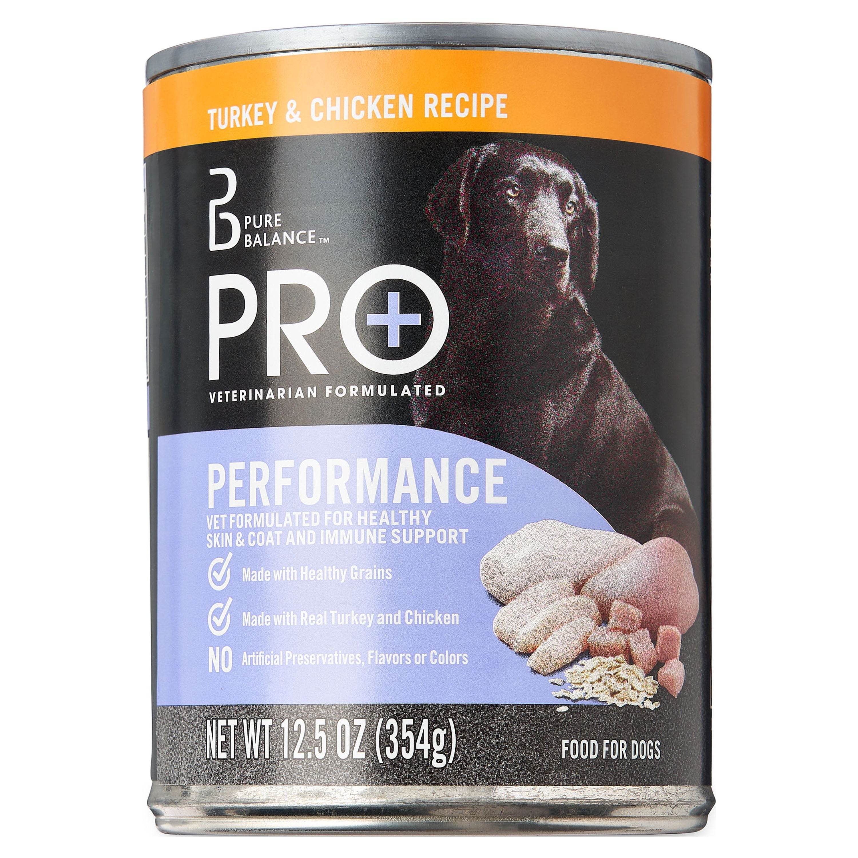 Pure Balance Pro+ Turkey & Chicken Recipe Wet Dog Food for Performance, 12.5 oz Can