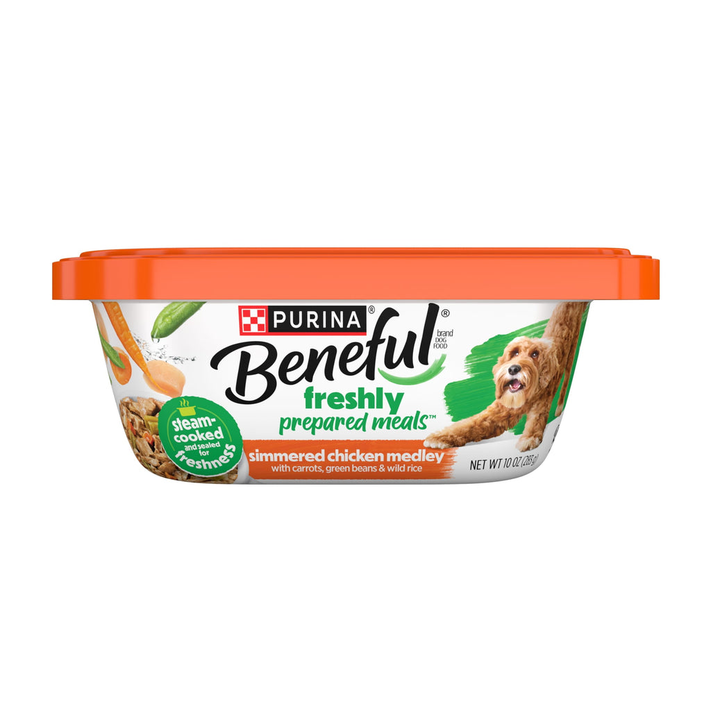 Purina Beneful Dog Food Freshly Prepared Meals Simmered Chicken Medley with Carrots Green Beans and Wild Rice