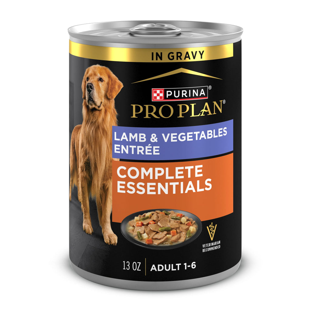 Purina Pro Plan Complete Essentials Lamb and Vegetables Entree in Wet Dog Food Gravy, 13 oz. Cans (12 Pack)