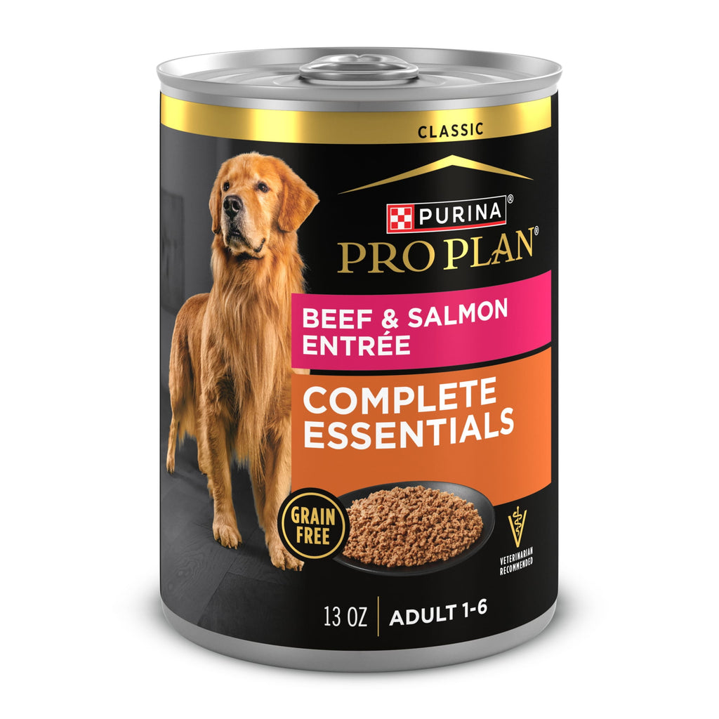 Purina Pro Plan Grain Free Wet Dog Food, Classic Beef and Salmon Entrée, 13 oz Cans (12 Pack)