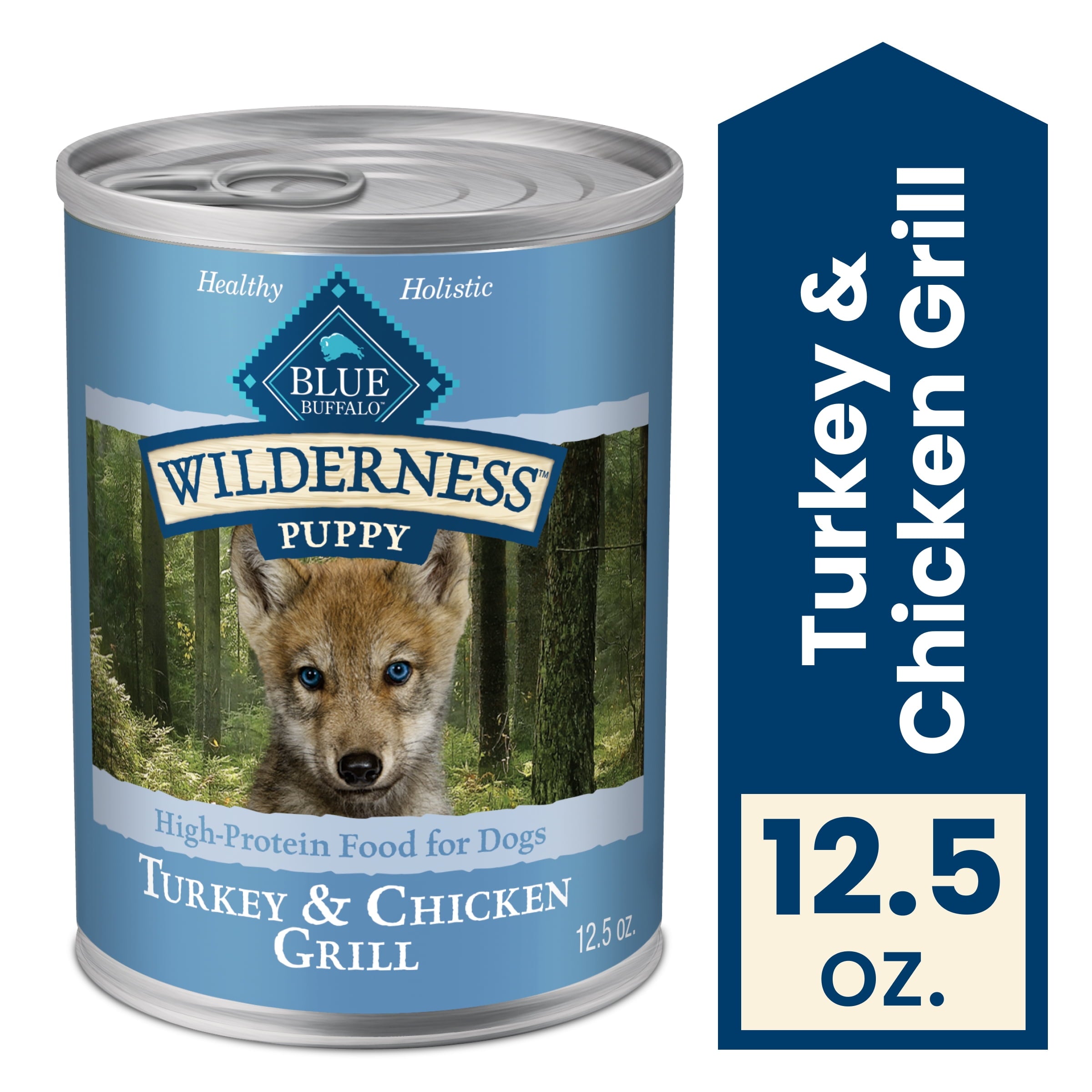 Blue Buffalo Wilderness Wet Food for Puppies, Turkey & Chicken, 12.5-oz. Can