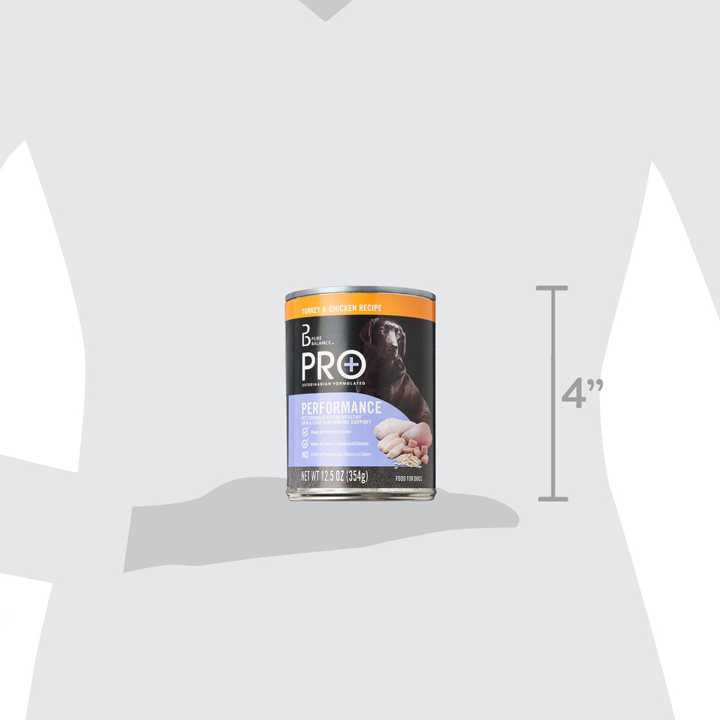 Pure Balance Pro+ Turkey & Chicken Recipe Wet Dog Food for Performance, 12.5 oz Can