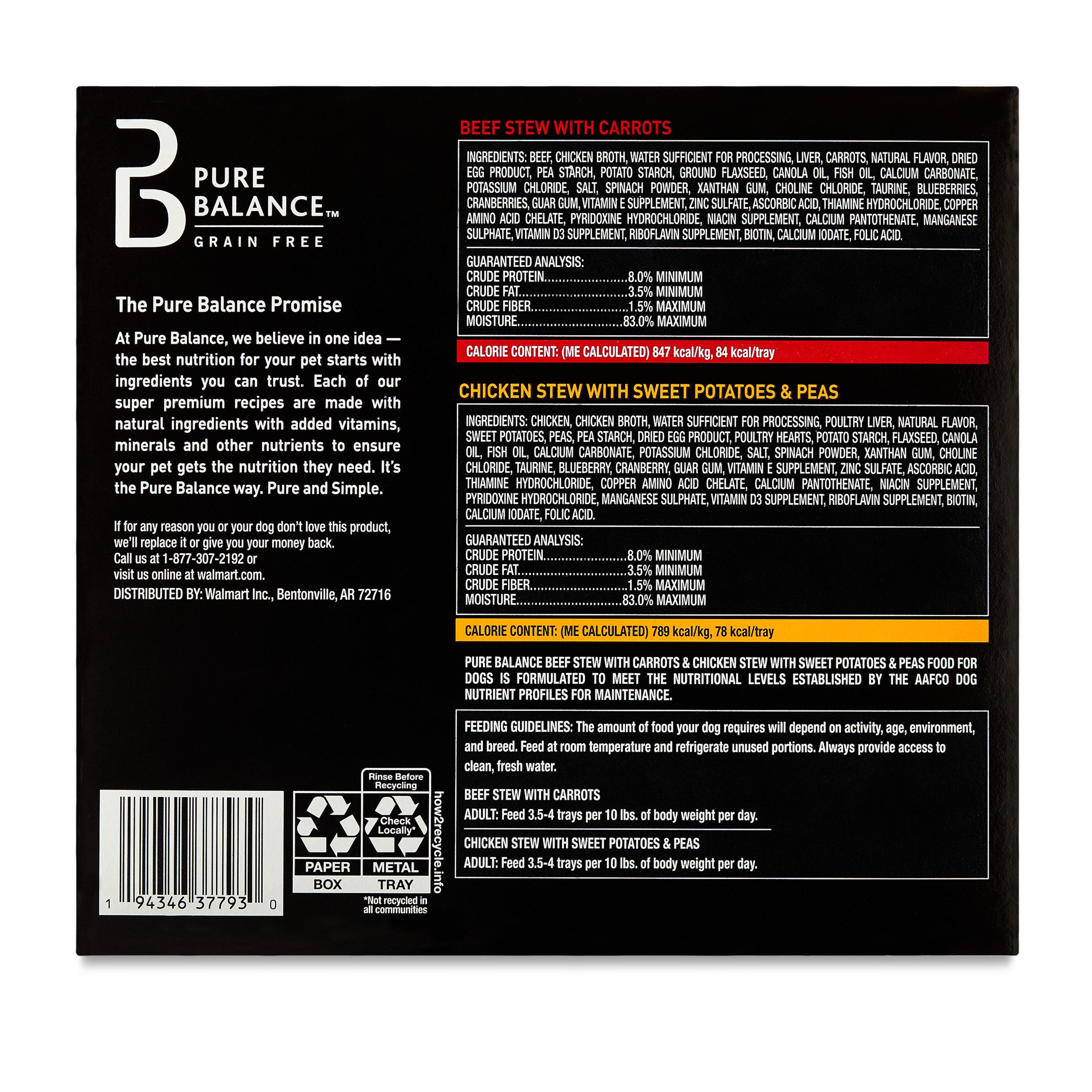 Pure Balance Variety Pack, Grain-Free Wet Dog Food, 3.5 oz Trays, 12 Count