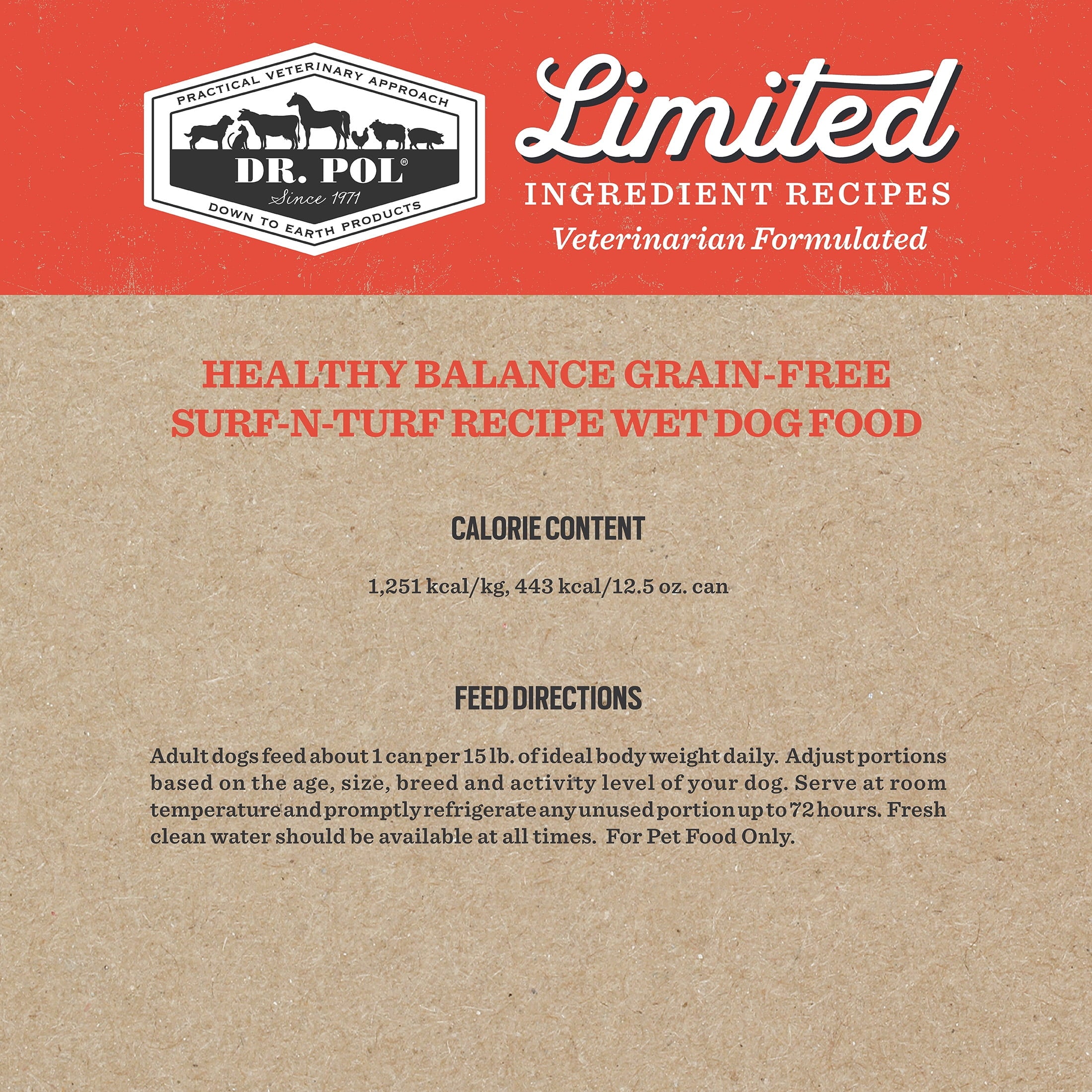 (6 pack) Dr. Pol Limited Ingredient Surf-N-Turf Canned Dog Food, 12.5oz.