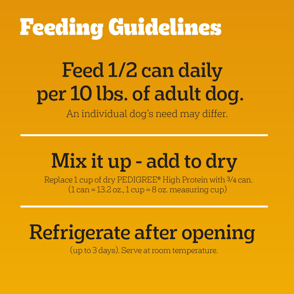 (3 pack) Pedigree High Protein Wet Dog Food, Chicken Duck & Beef Bison Flavors Multipack (12) 13.2 Oz. Cans
