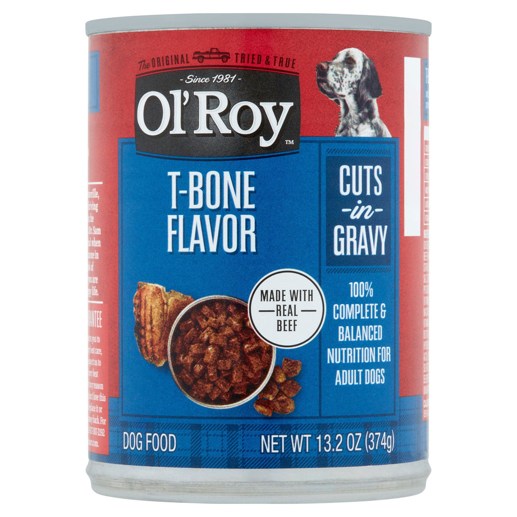 (4 pack) Ol' Roy T-Bone Flavor Cuts in Gravy Wet Dog Food, 13.2 oz Can