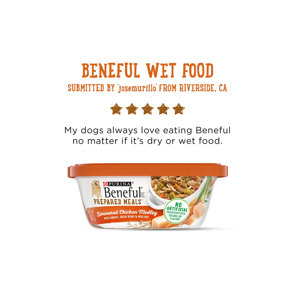 Purina Beneful Dog Food Freshly Prepared Meals Simmered Chicken Medley with Carrots Green Beans and Wild Rice