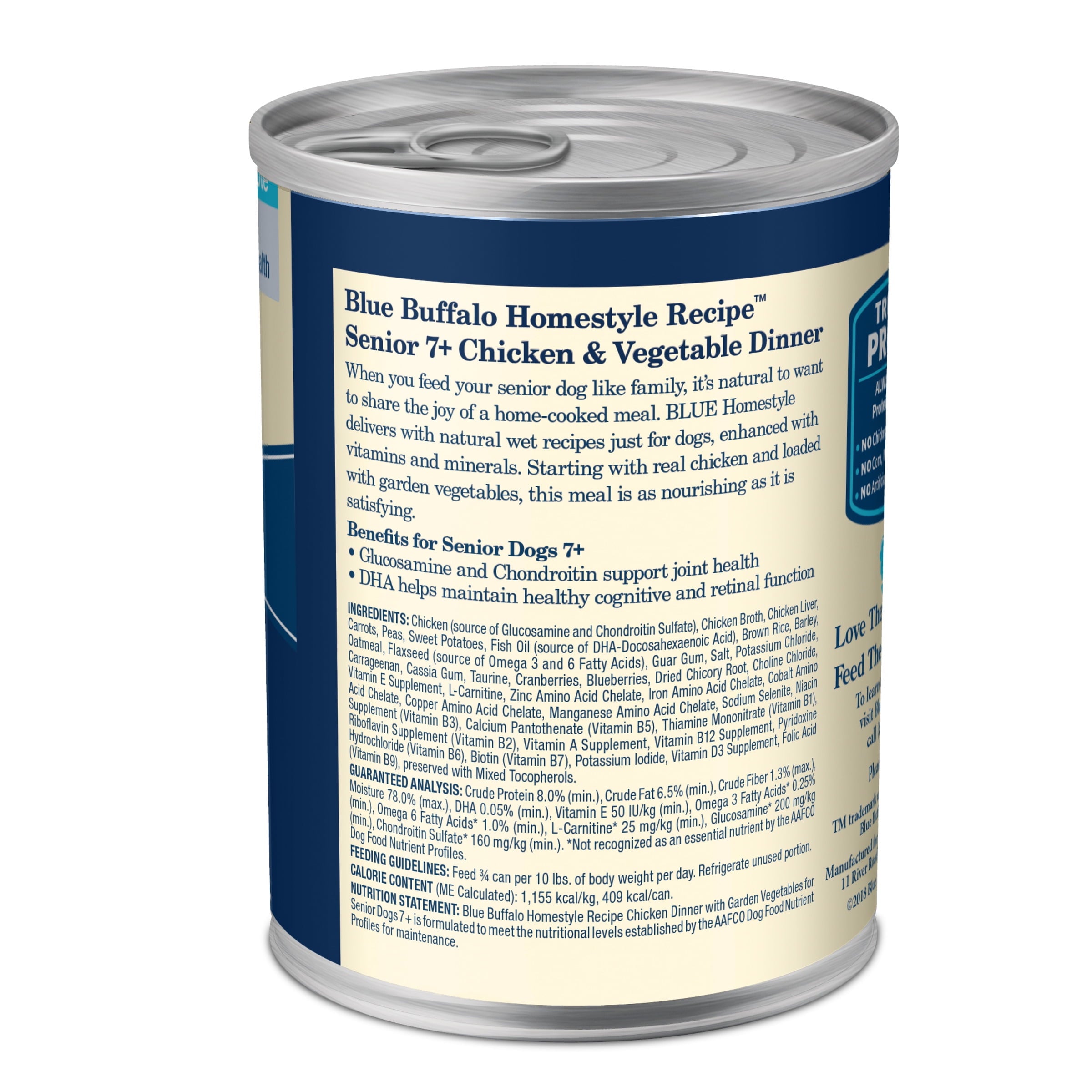 (3 pack) Blue Buffalo Homestyle Recipe Senior Wet Dog Food, Chicken Dinner, 12.5-oz. Can