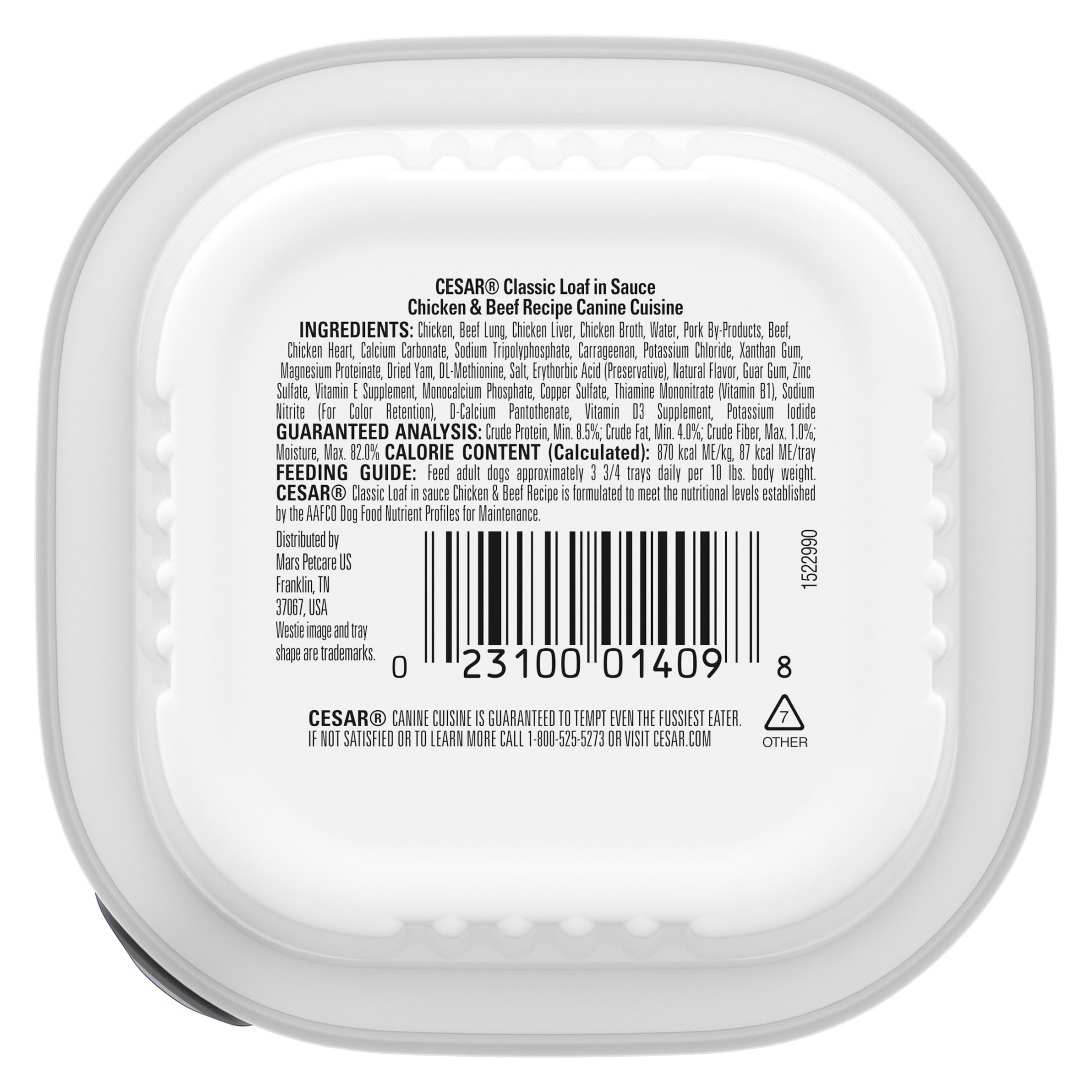 Cesar Classic Loaf In Sauce Chicken & Beef Recipe, 3.5 Oz Easy Peel Tray (24 Pk)